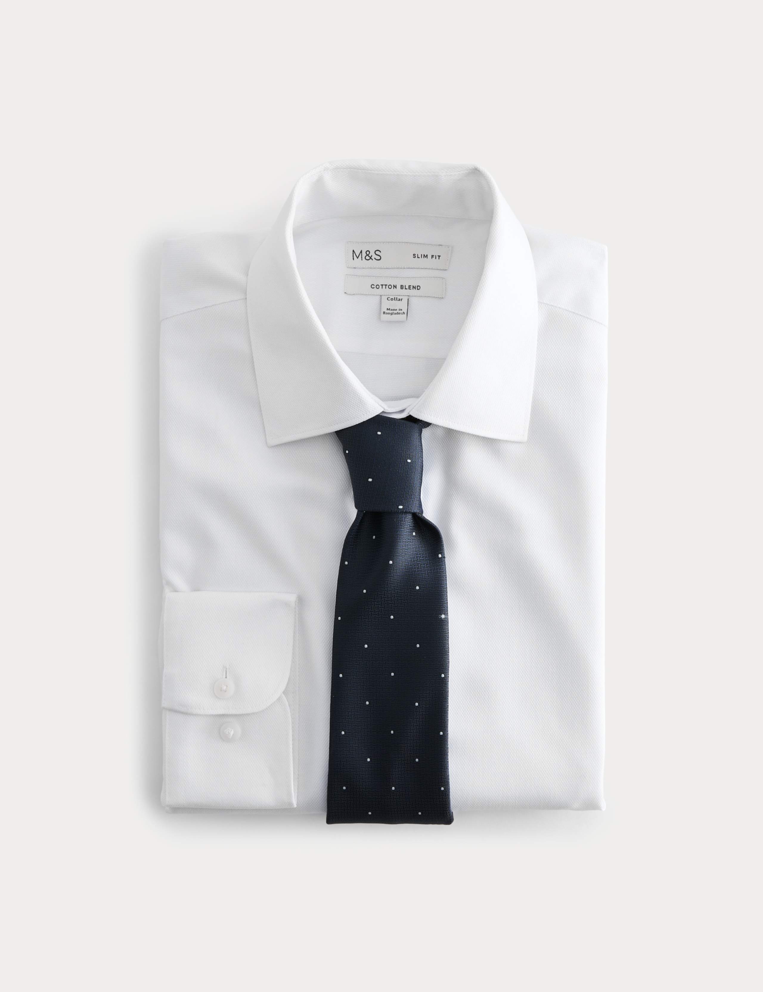 2 Piece Slim Fit Easy Iron Shirt & Tie Set