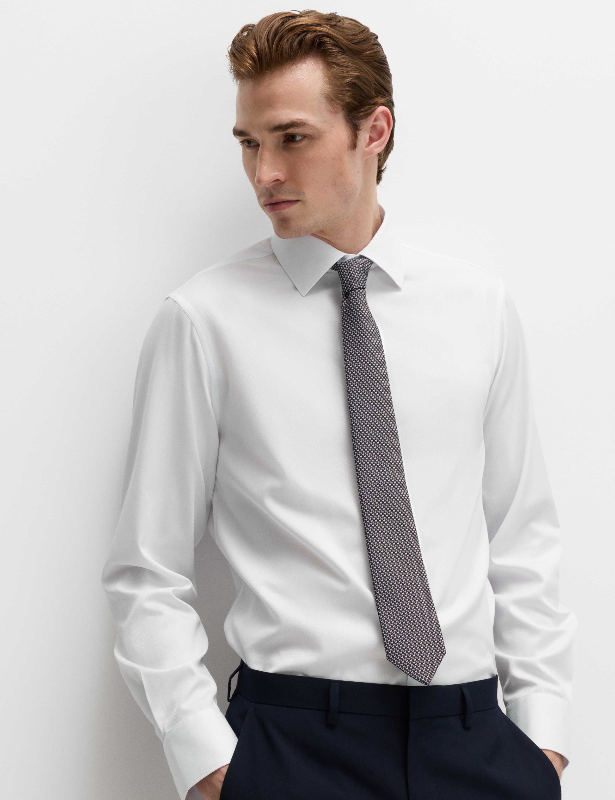 2 Piece Slim Fit Easy Iron Shirt & Tie Set