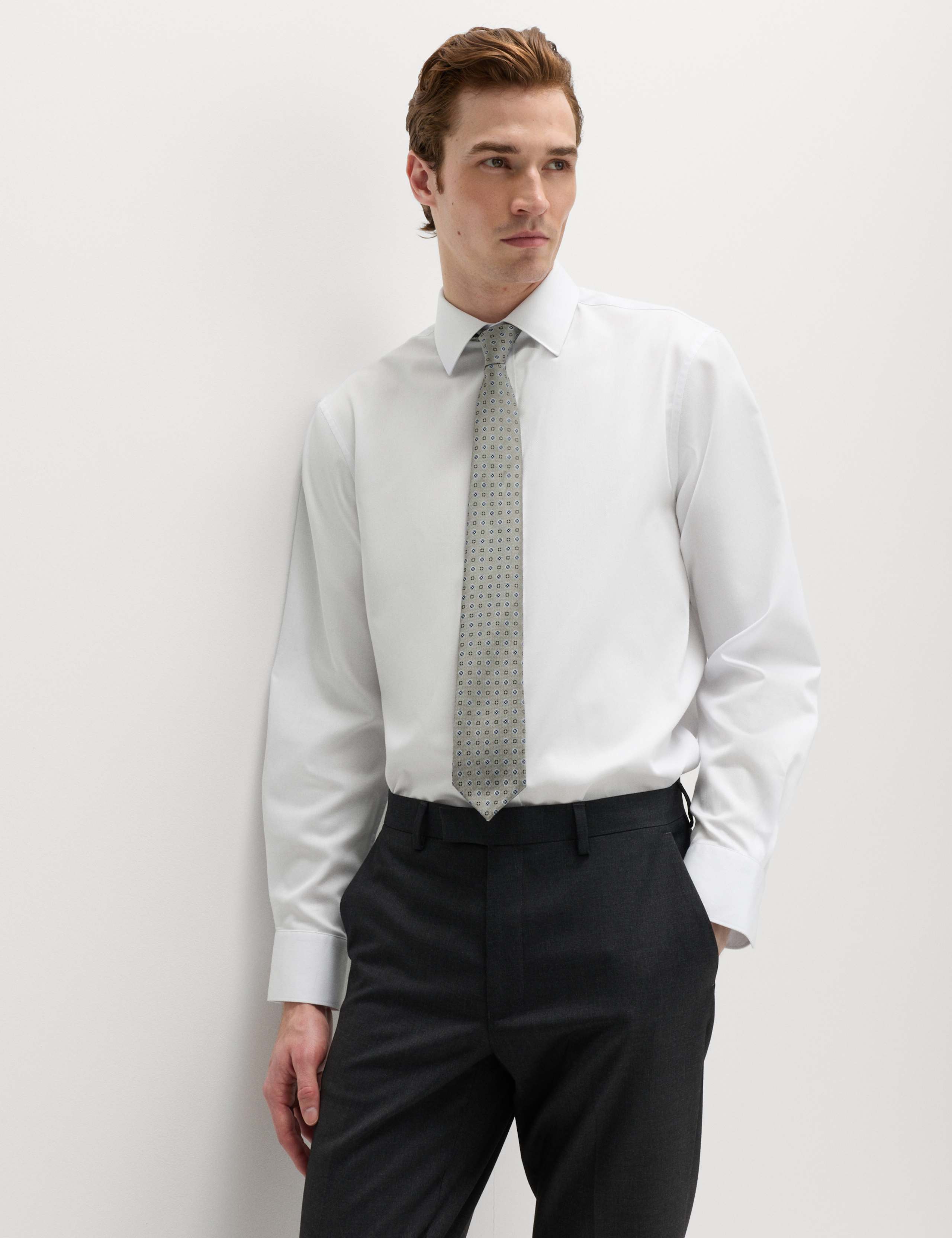 Slim Fit Easy Iron Shirt & Tie Set