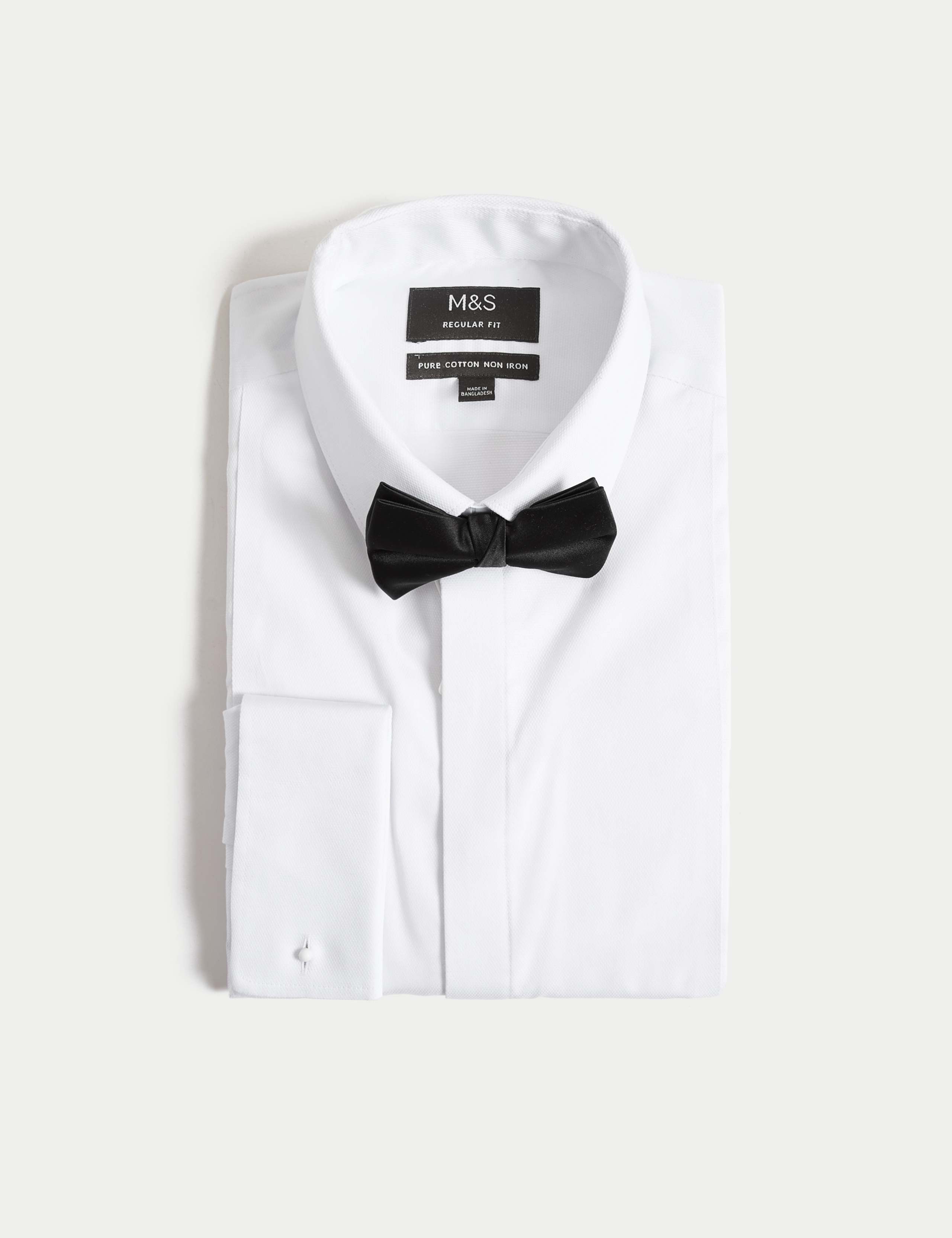 Regular Fit Cotton Dress Shirt with Bow Tie