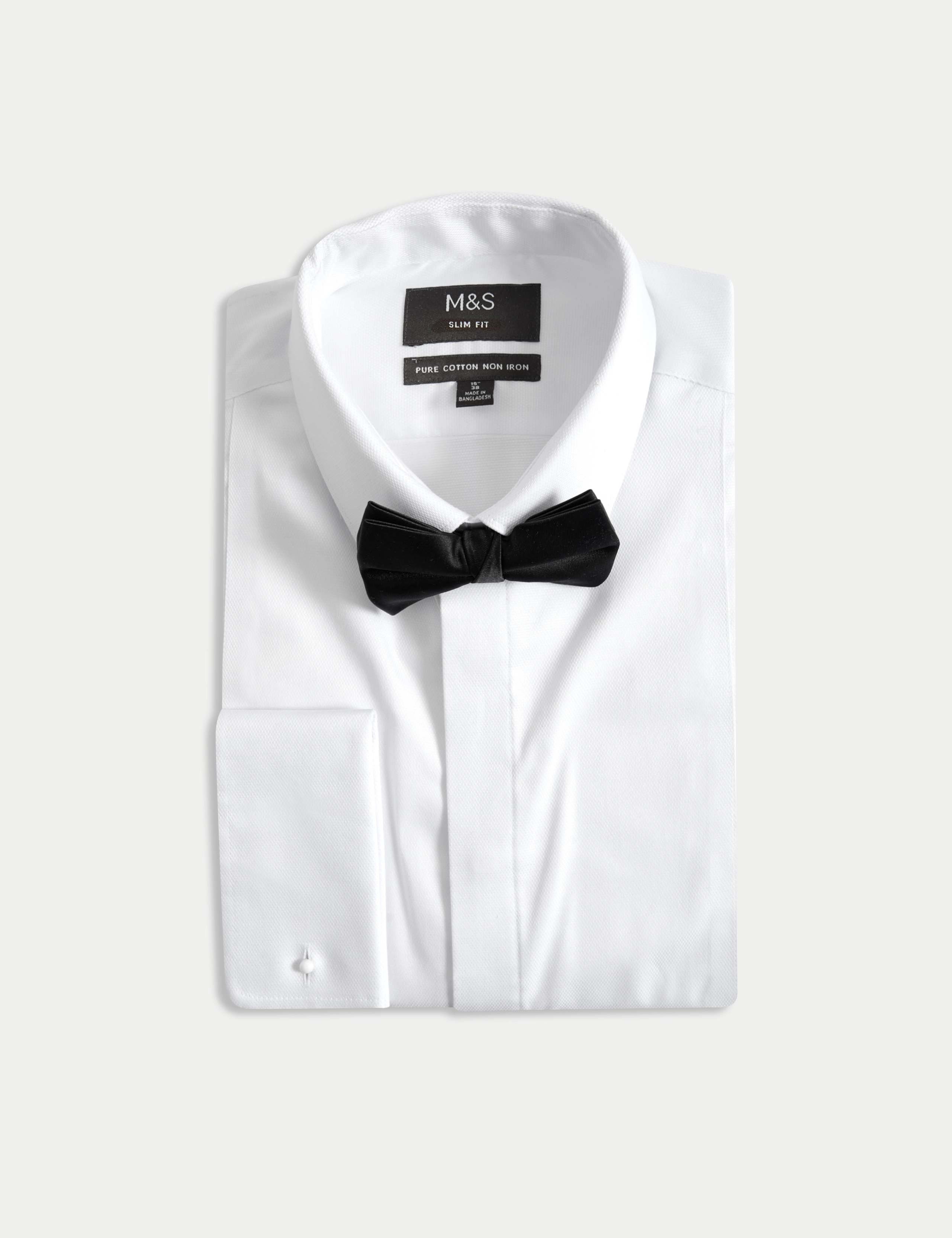 Slim Fit Cotton Dress Shirt with Bow Tie