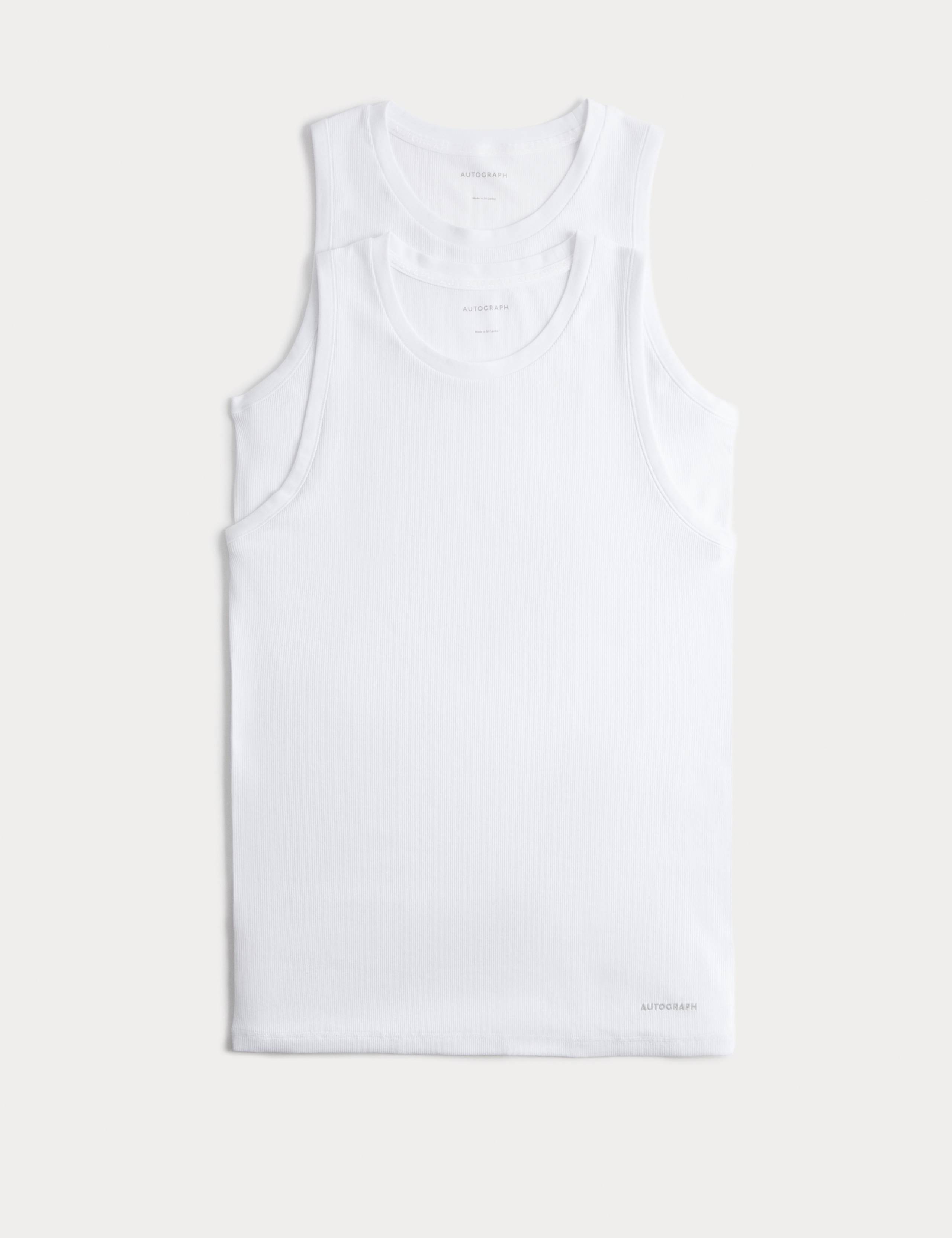 2pk Cotton Rich Ribbed Sleeveless Vests