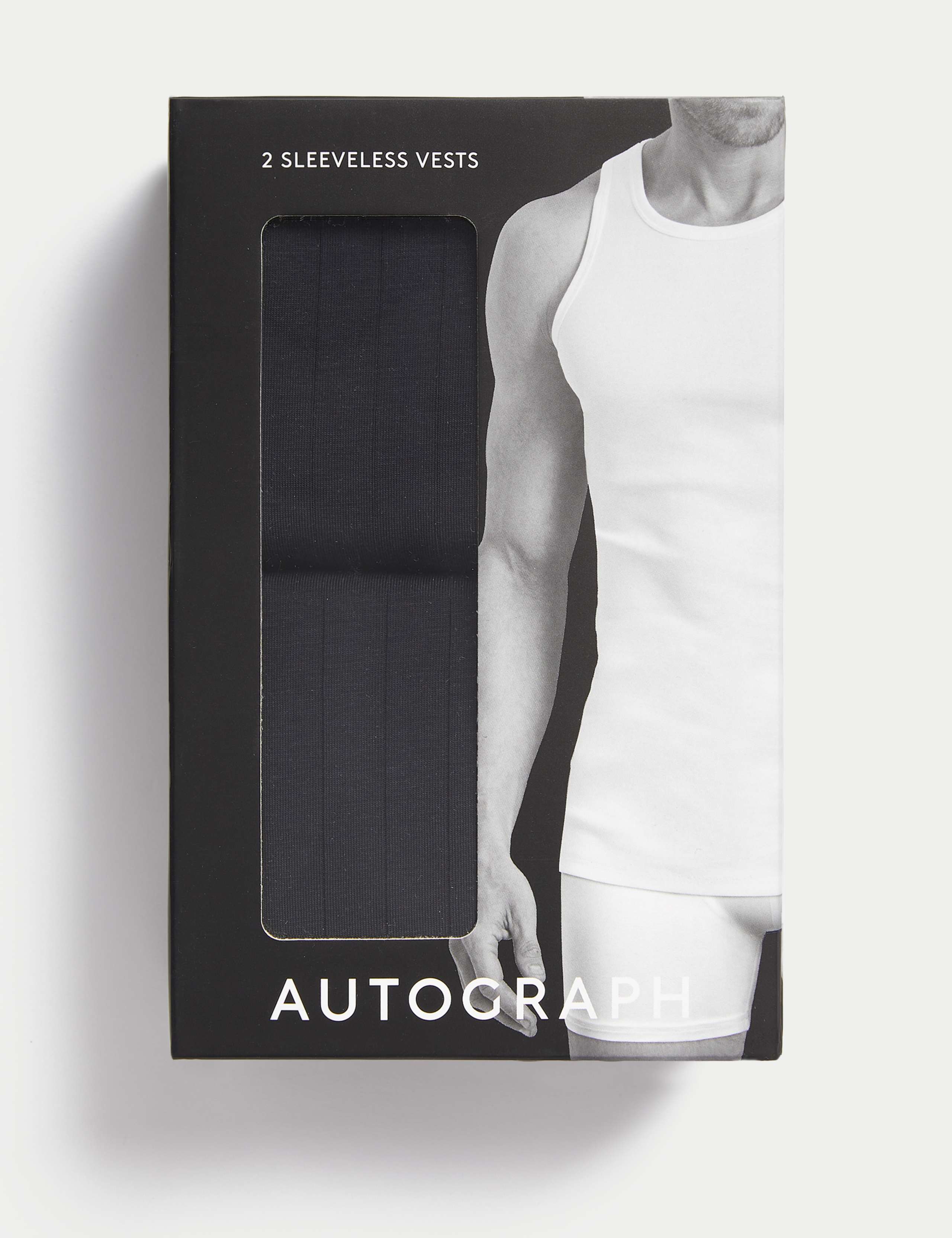 2pk Supima® Cotton Drop Needle Sleeveless Vest Box