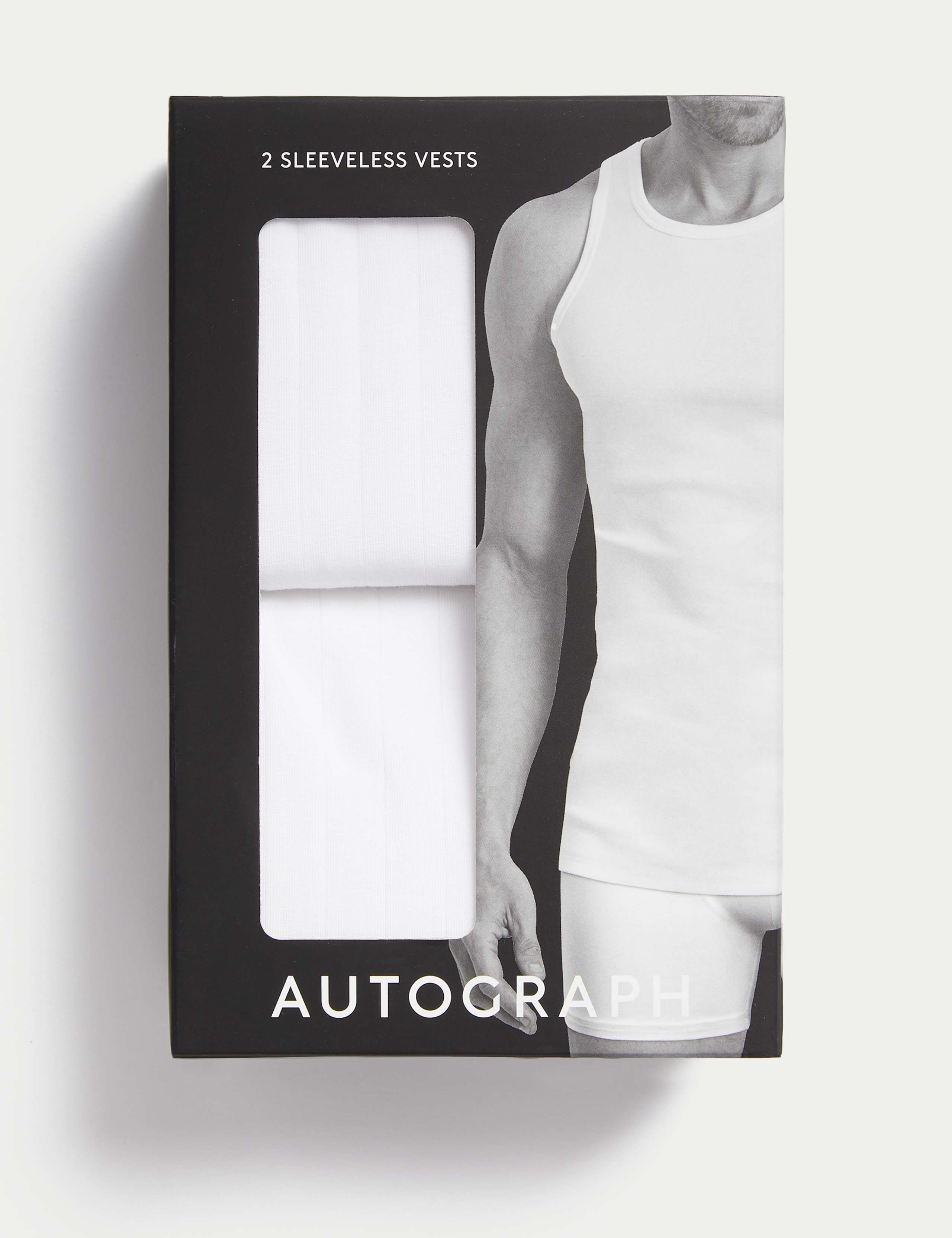 2pk Supima® Cotton Drop Needle Sleeveless Vest Box