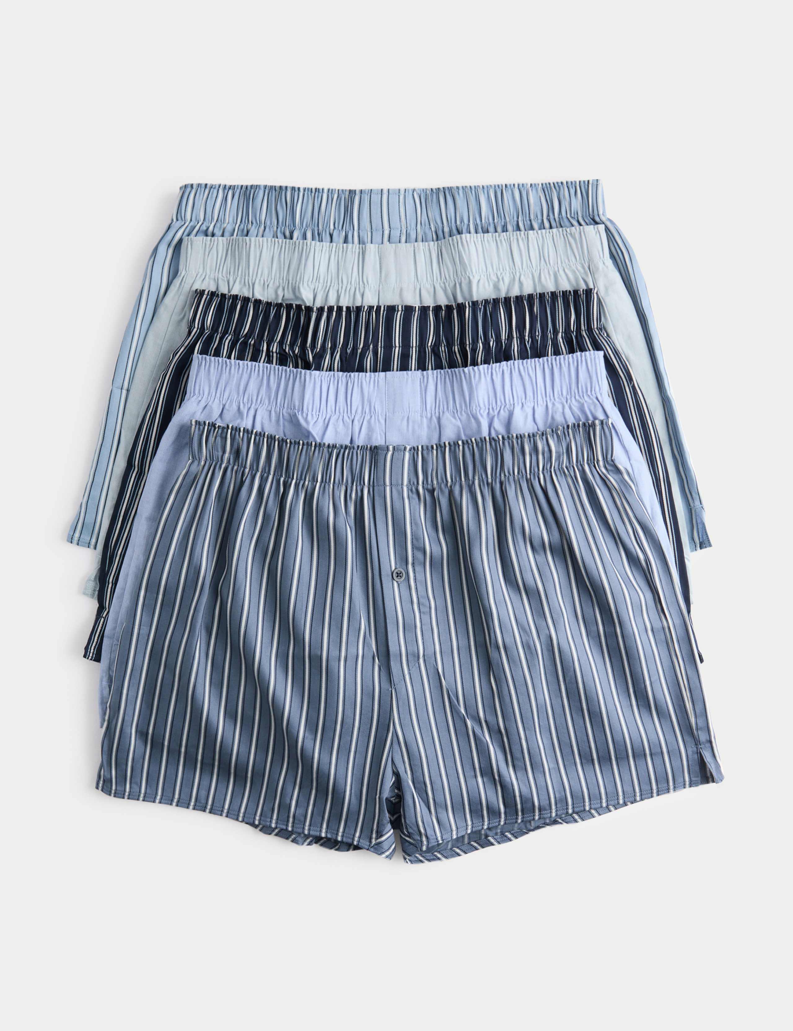 5pk Pure Cotton Sateen Striped Woven Boxers