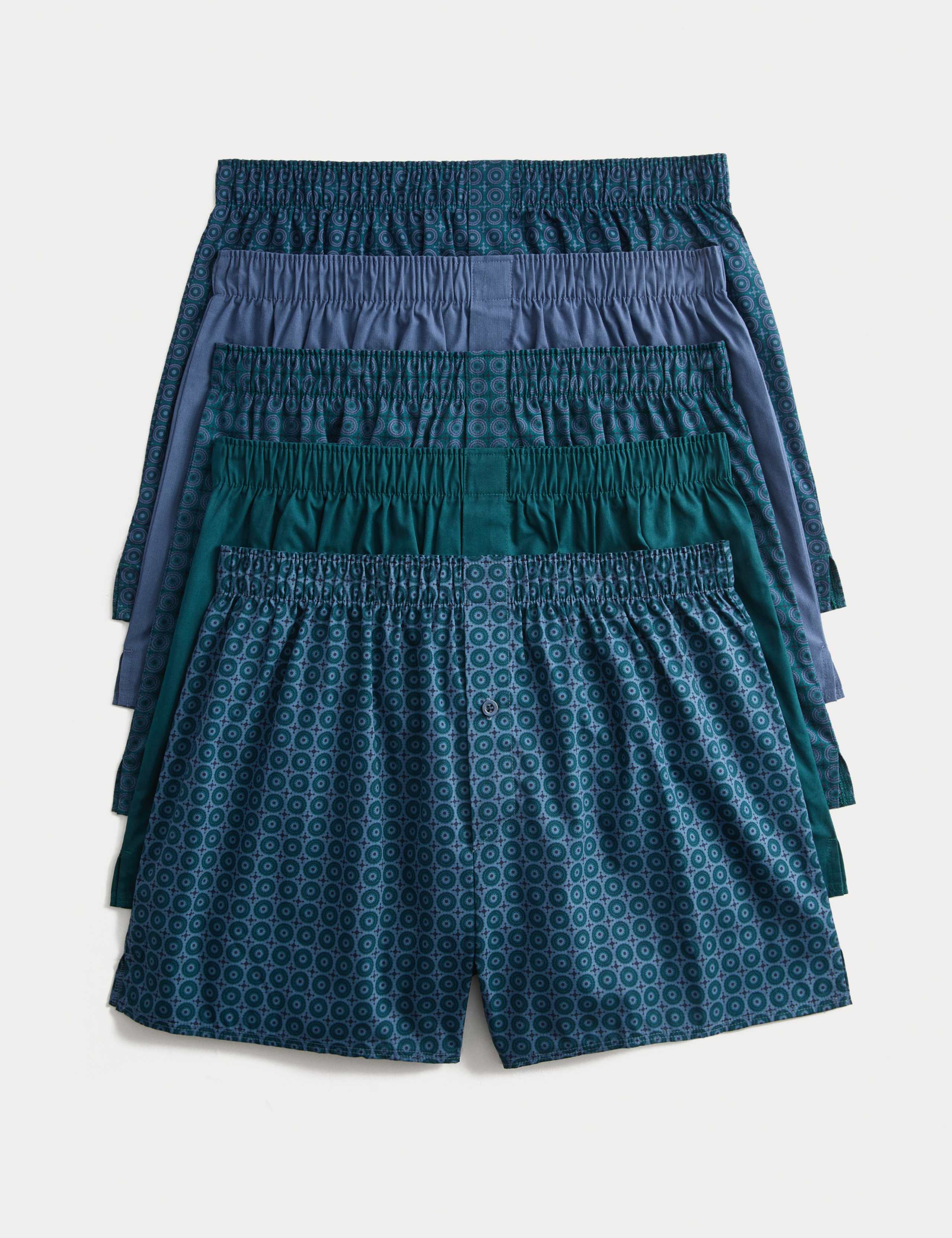 5pk Pure Cotton Mosaic Woven Boxers