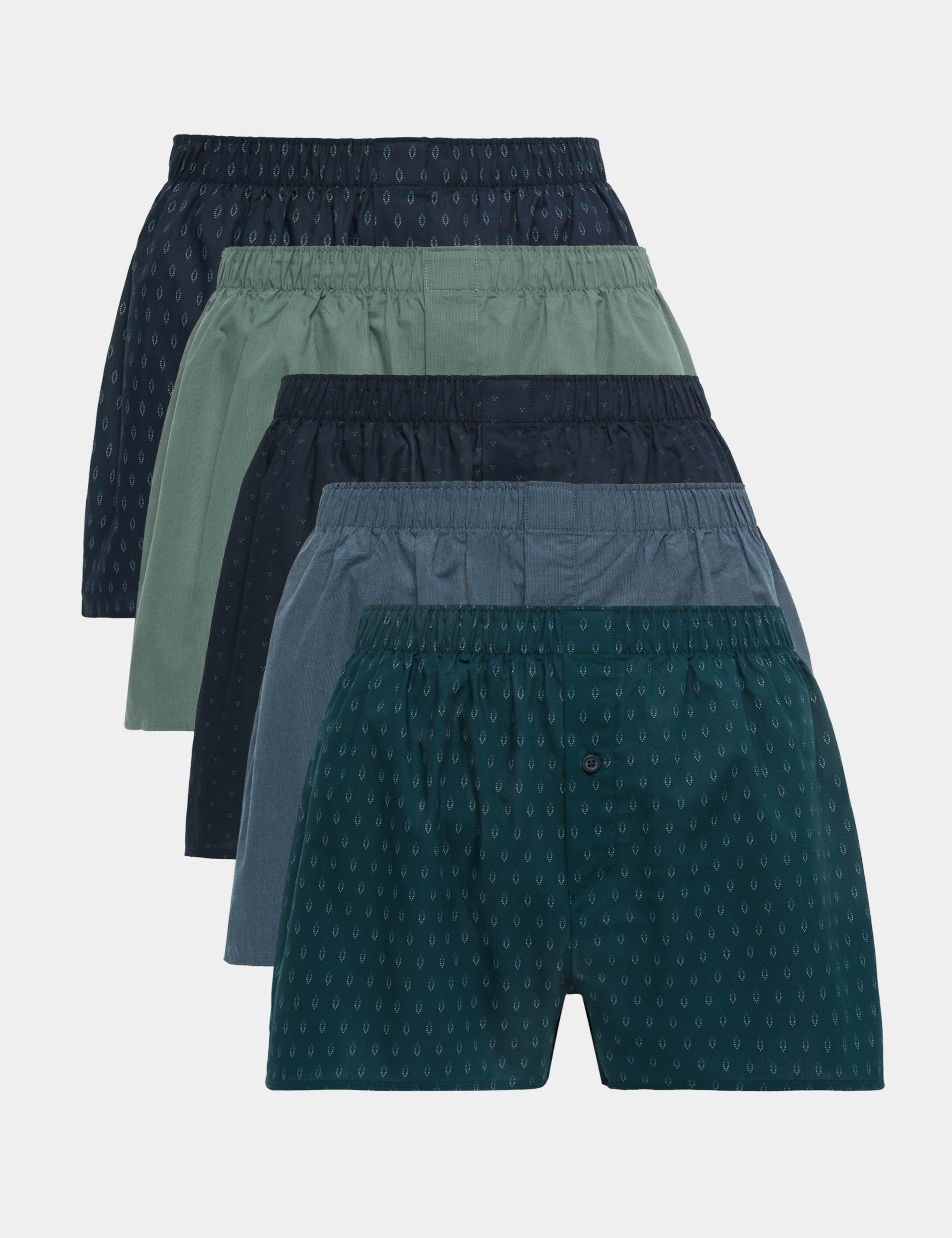 5 Pack Pure Cotton Geometric Woven Boxers