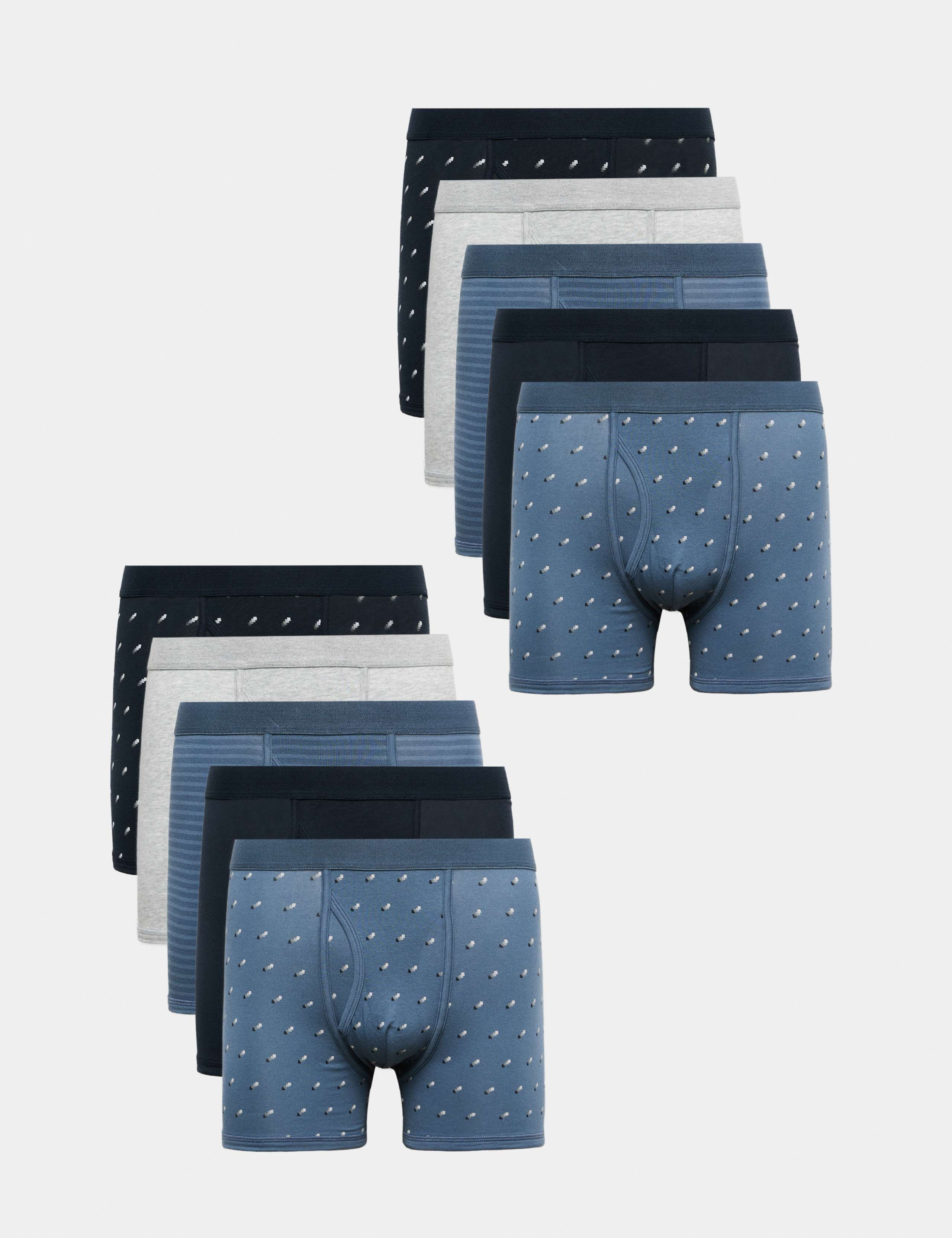 10 Pack Cotton Stretch Pattern Trunks