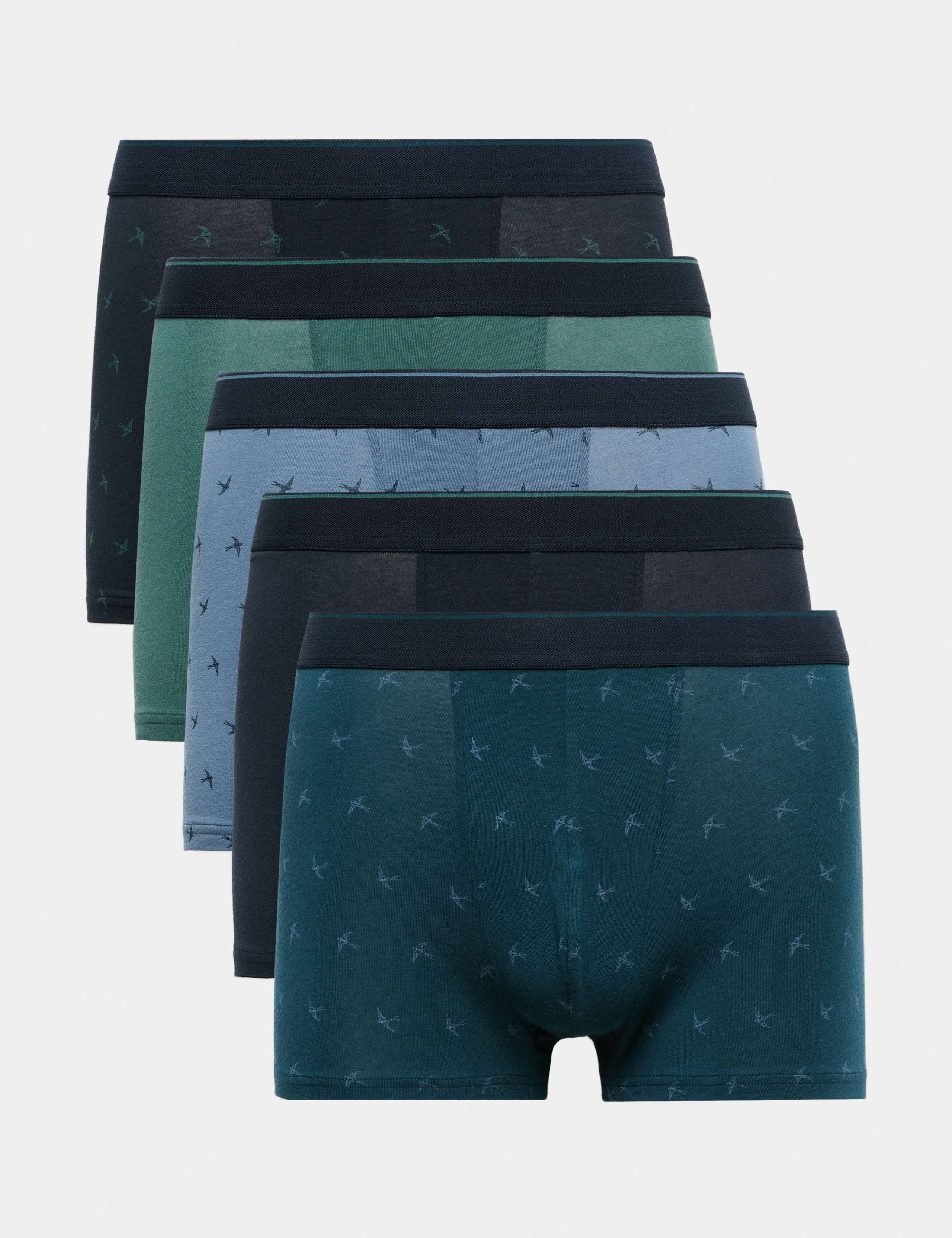5 Pack Cotton Stretch Swallow Print Hipsters