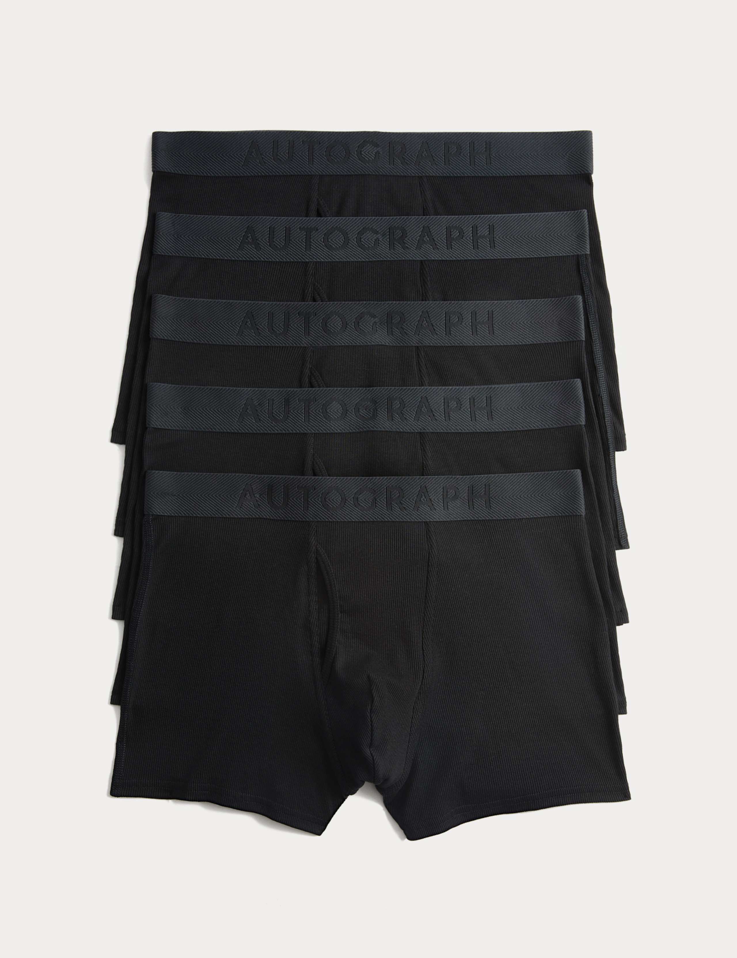 5pk Cotton Rich Ribbed Stretch Trunks