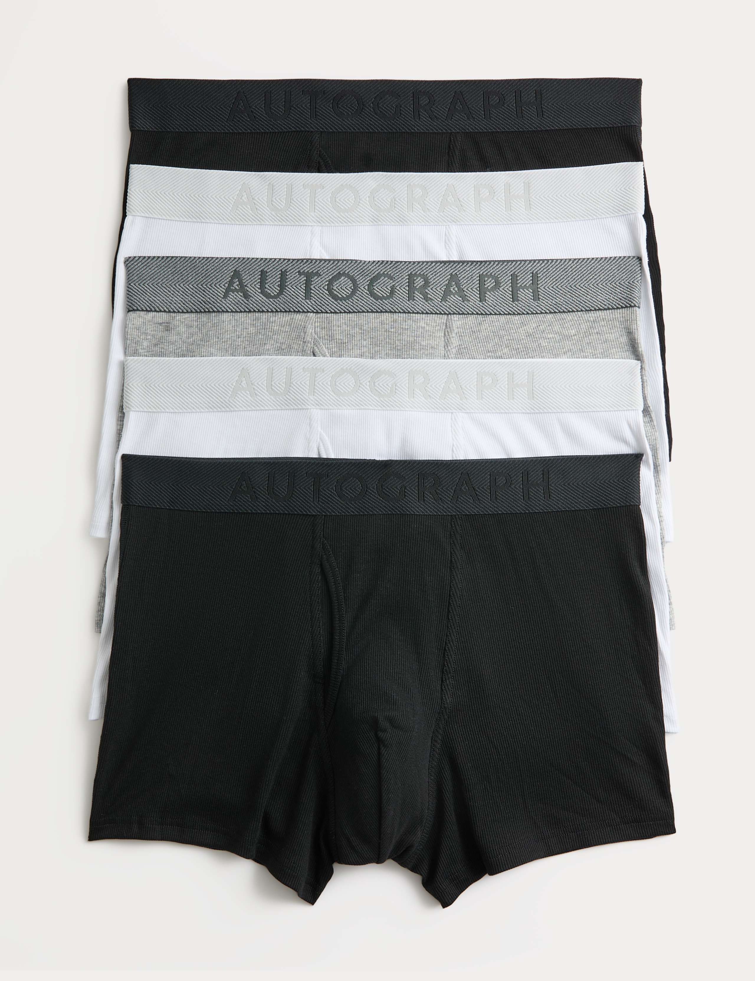 5pk Cotton Rich Ribbed Stretch Trunks