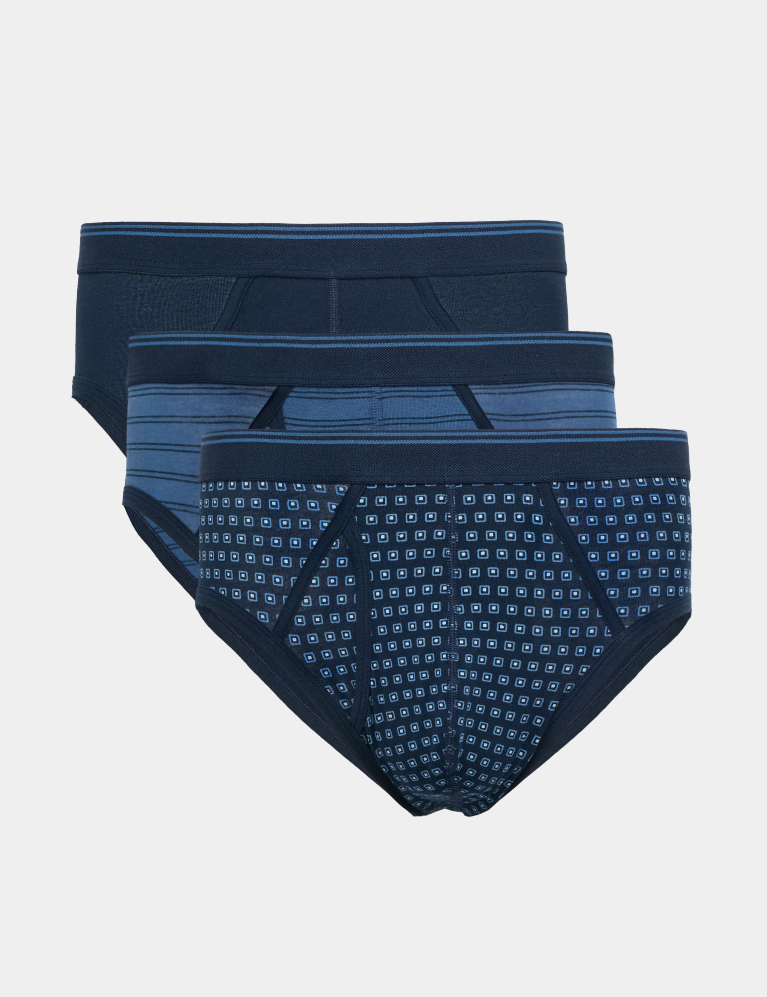 3 Pack Cotton Stretch Patterned Briefs