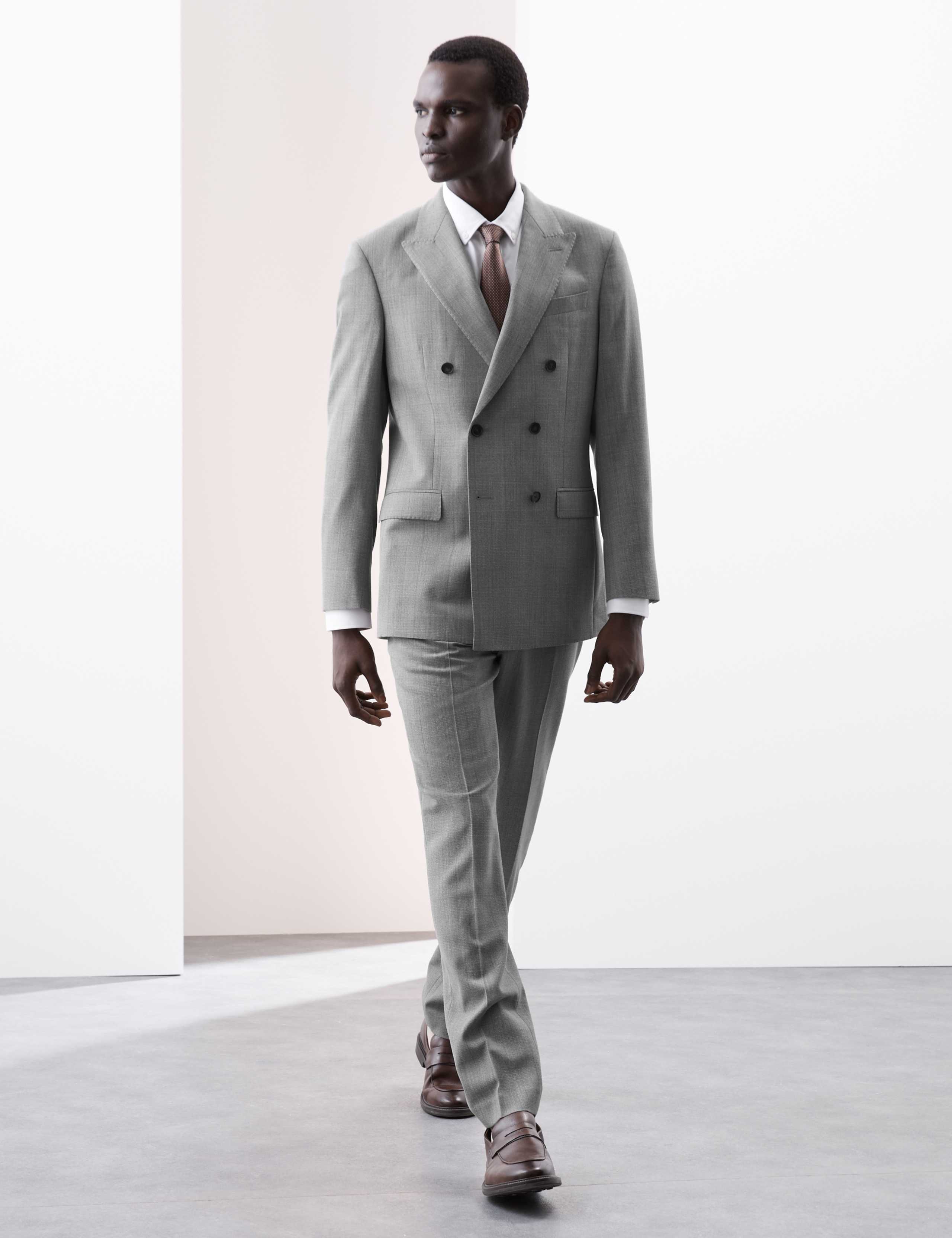 Tailored Fit Pure Wool Check Suit Jacket