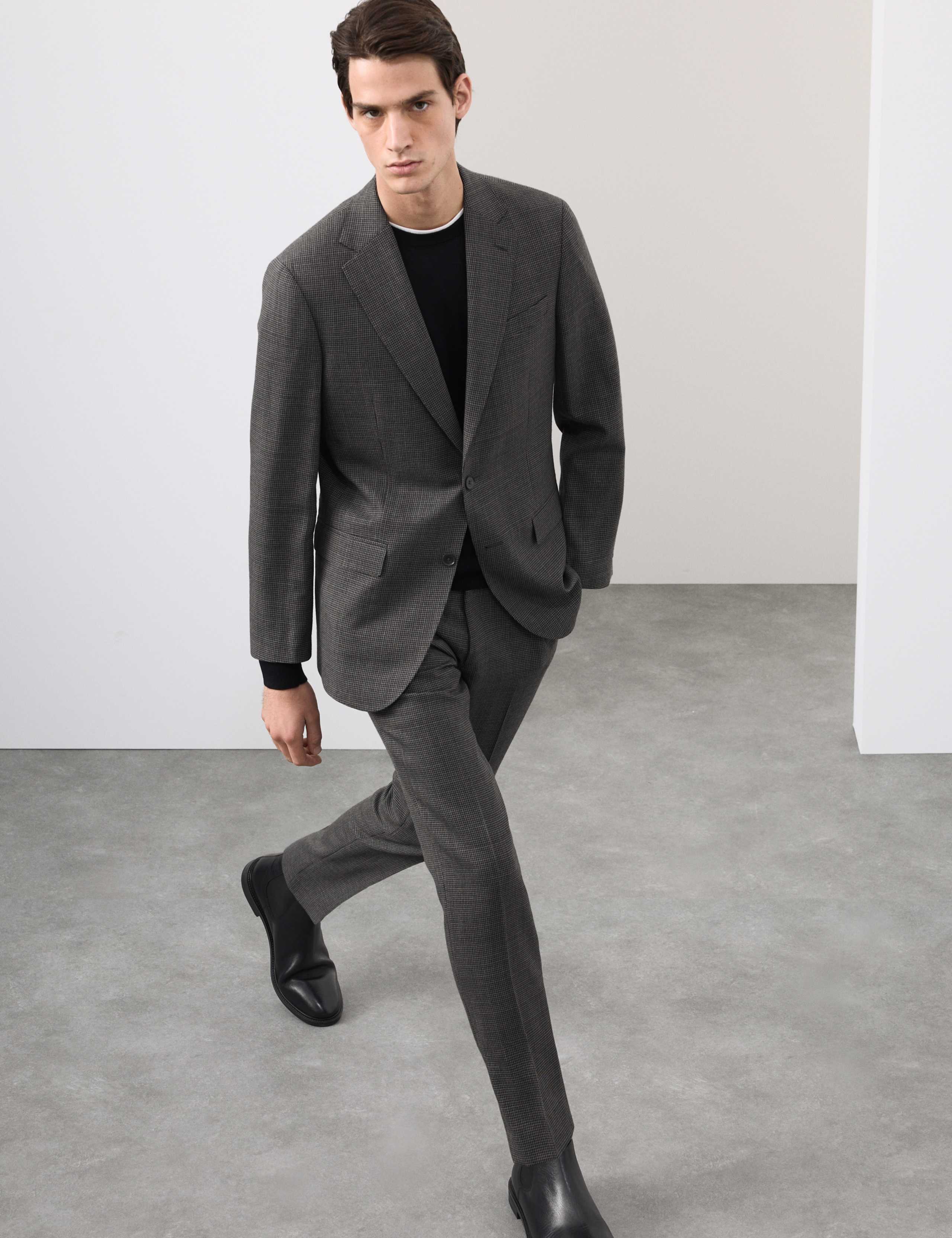 Tailored Fit Pure Wool Puppytooth Jacket