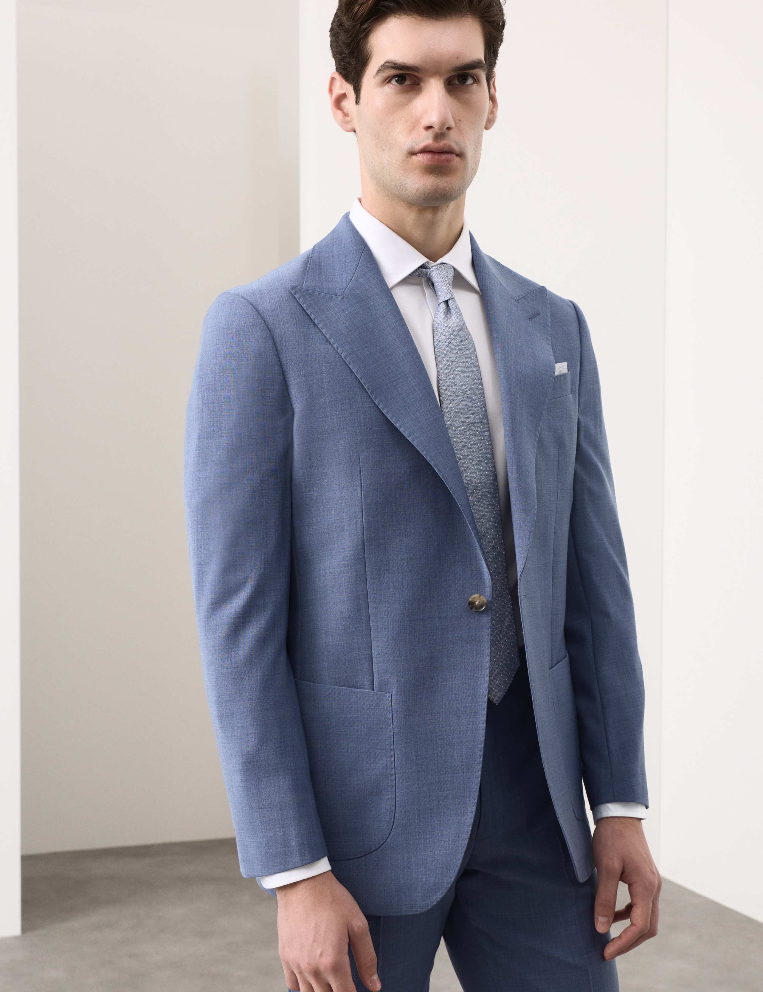 Tailored Fit Wool Blend Hopsack Stretch Suit Jacket