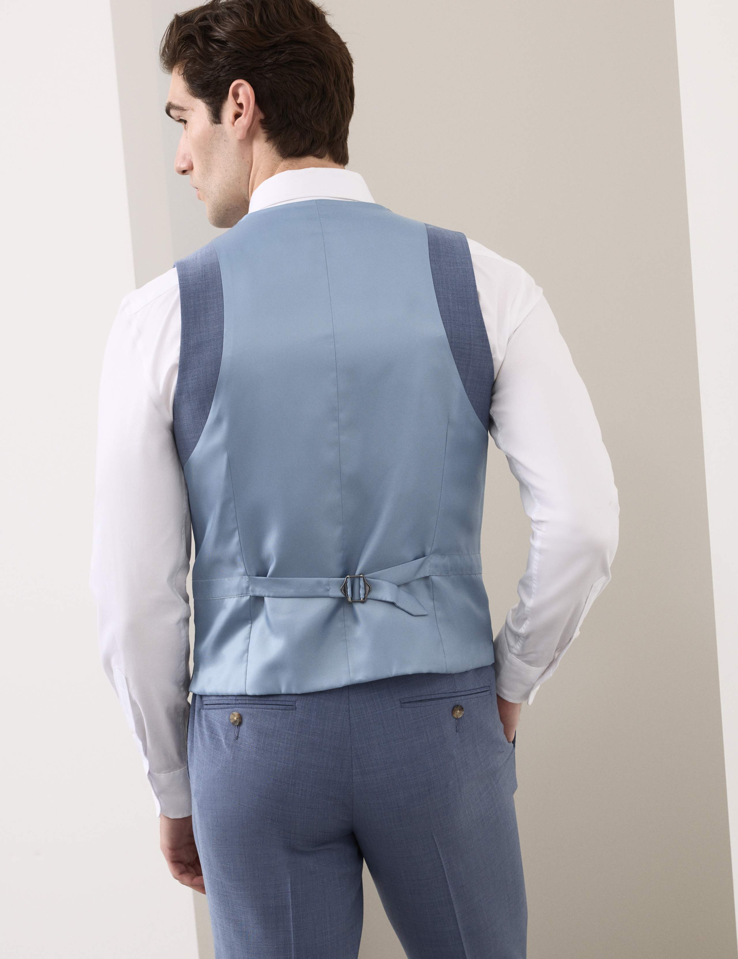 3 Piece Tailored Fit Wool Blend Hopsack Stretch Suit 8 of 9