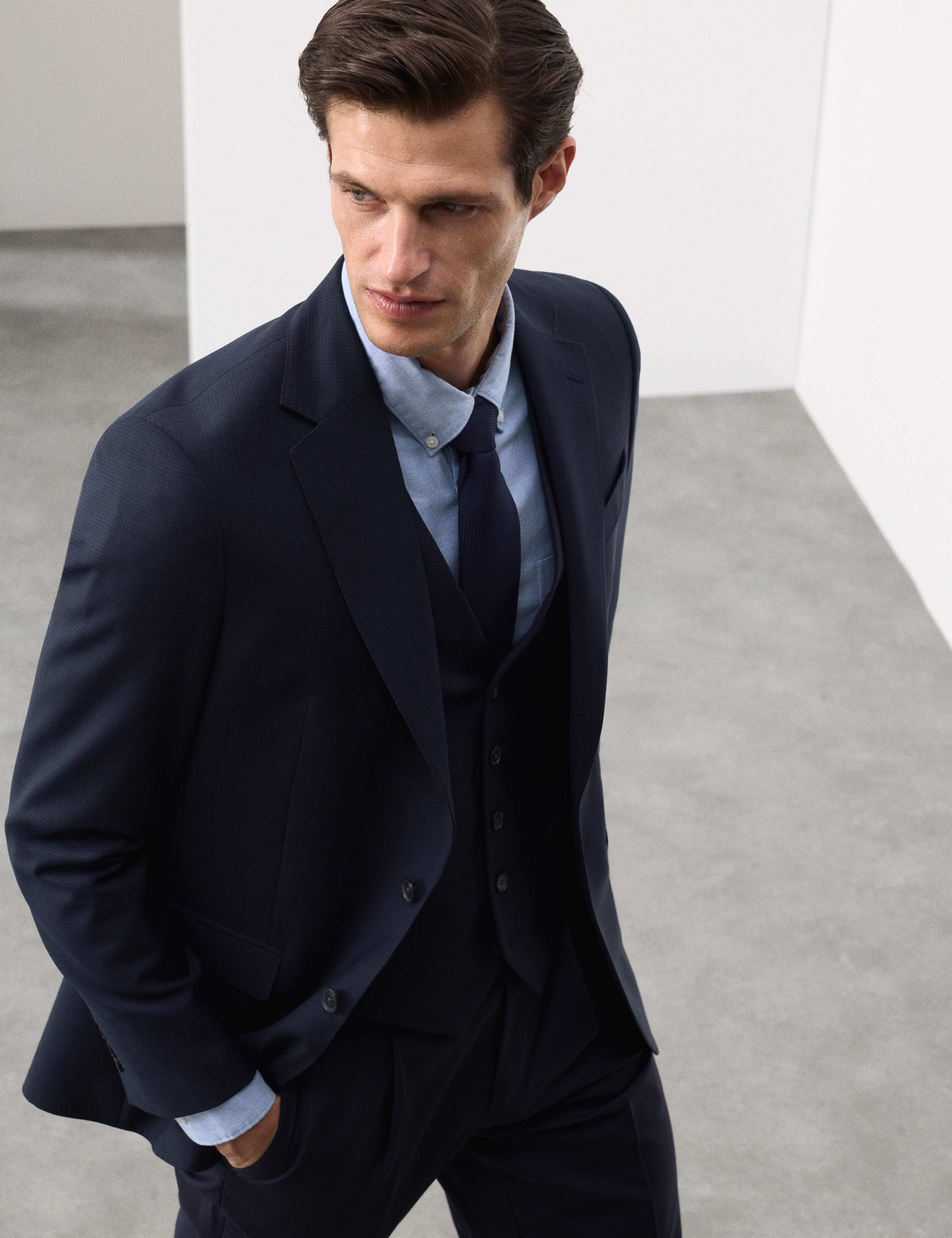 Tailored Fit Pure Wool Check Suit Jacket