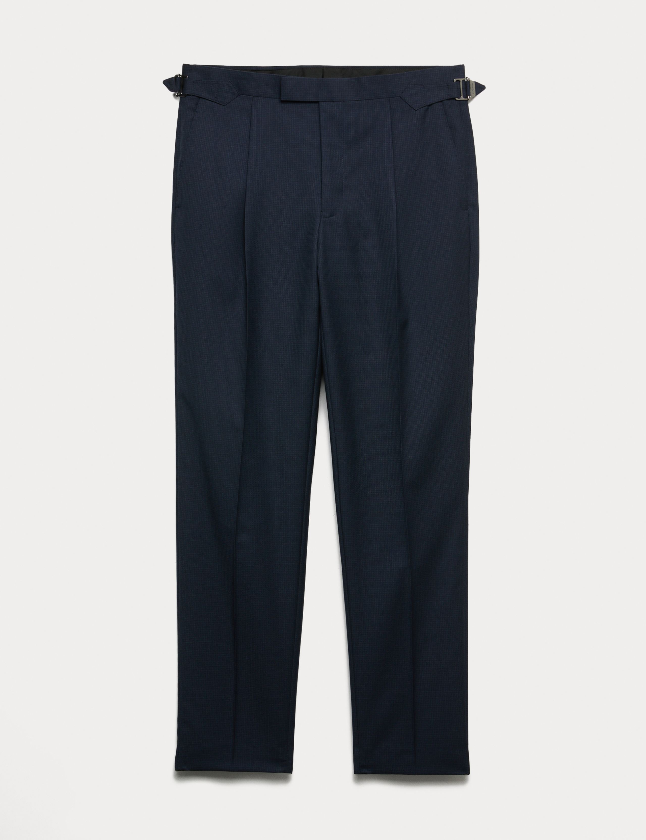 Tailored Fit Pure Wool Micro Check Trousers