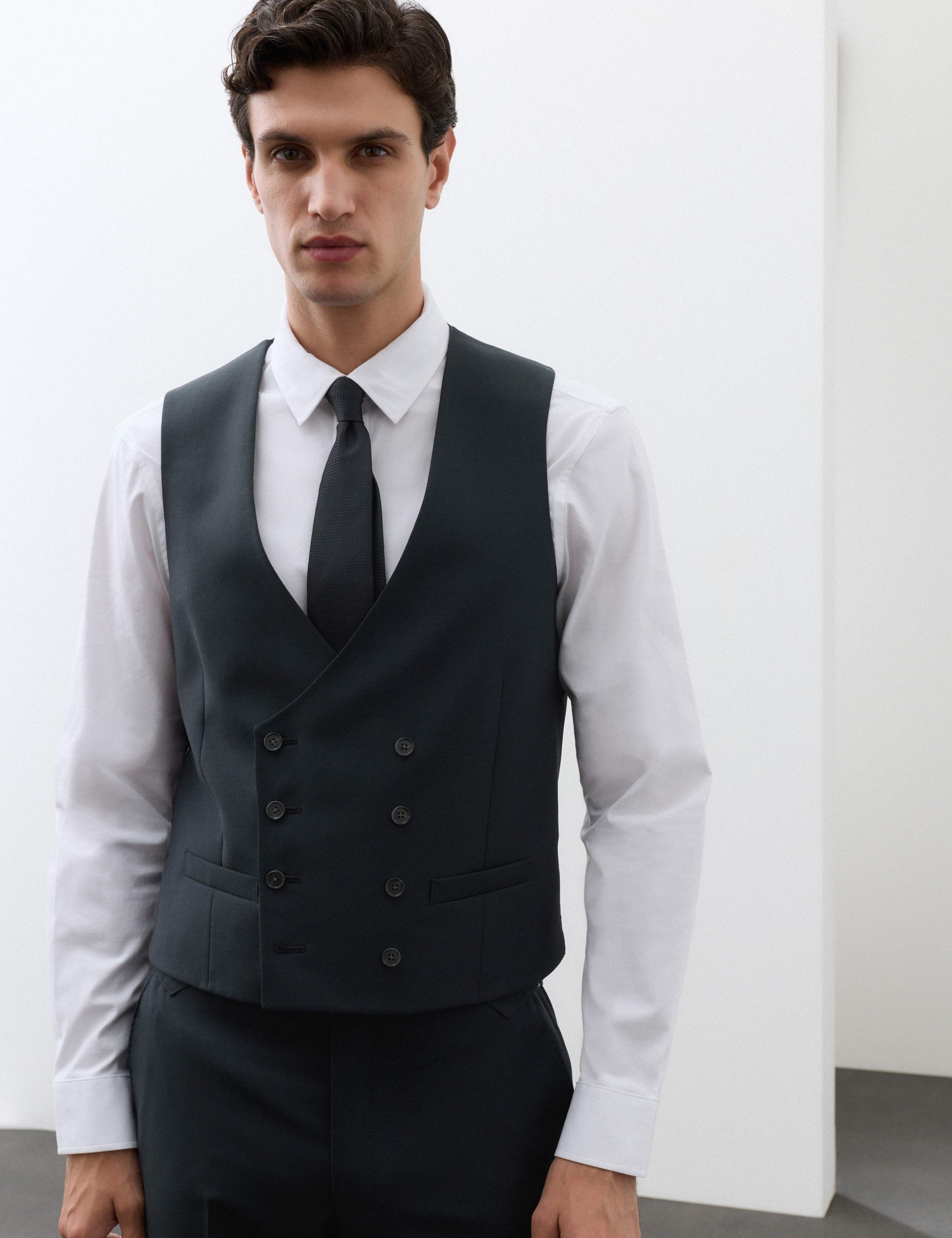 Double Breasted Formal Waistcoat with Wool