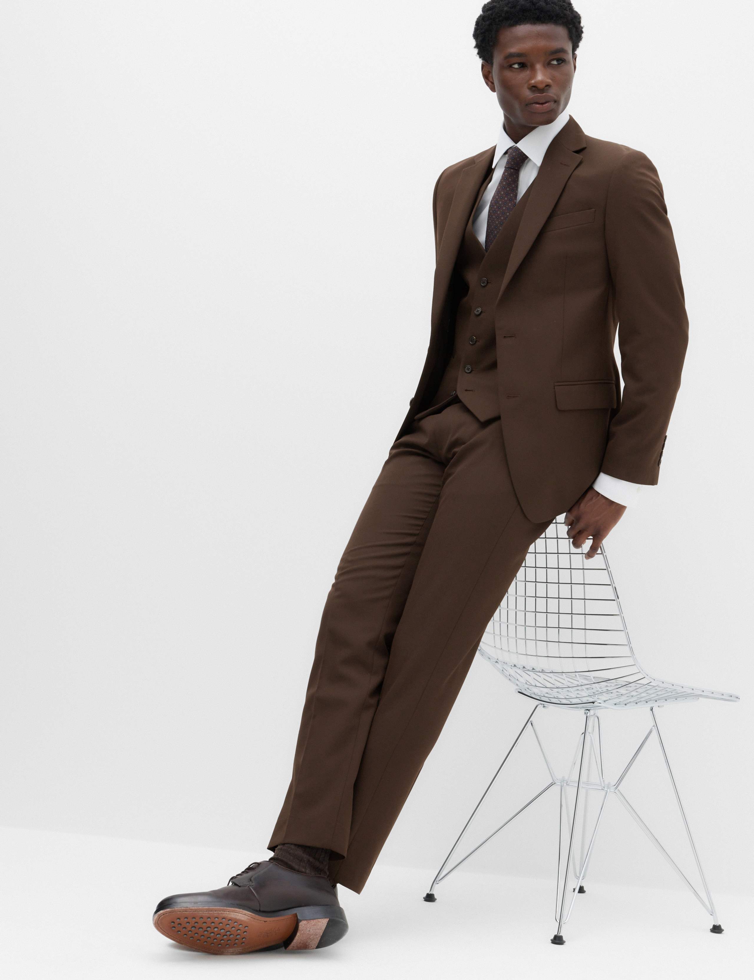 3 Piece Tailored Fit Textured Suit 9 of 9