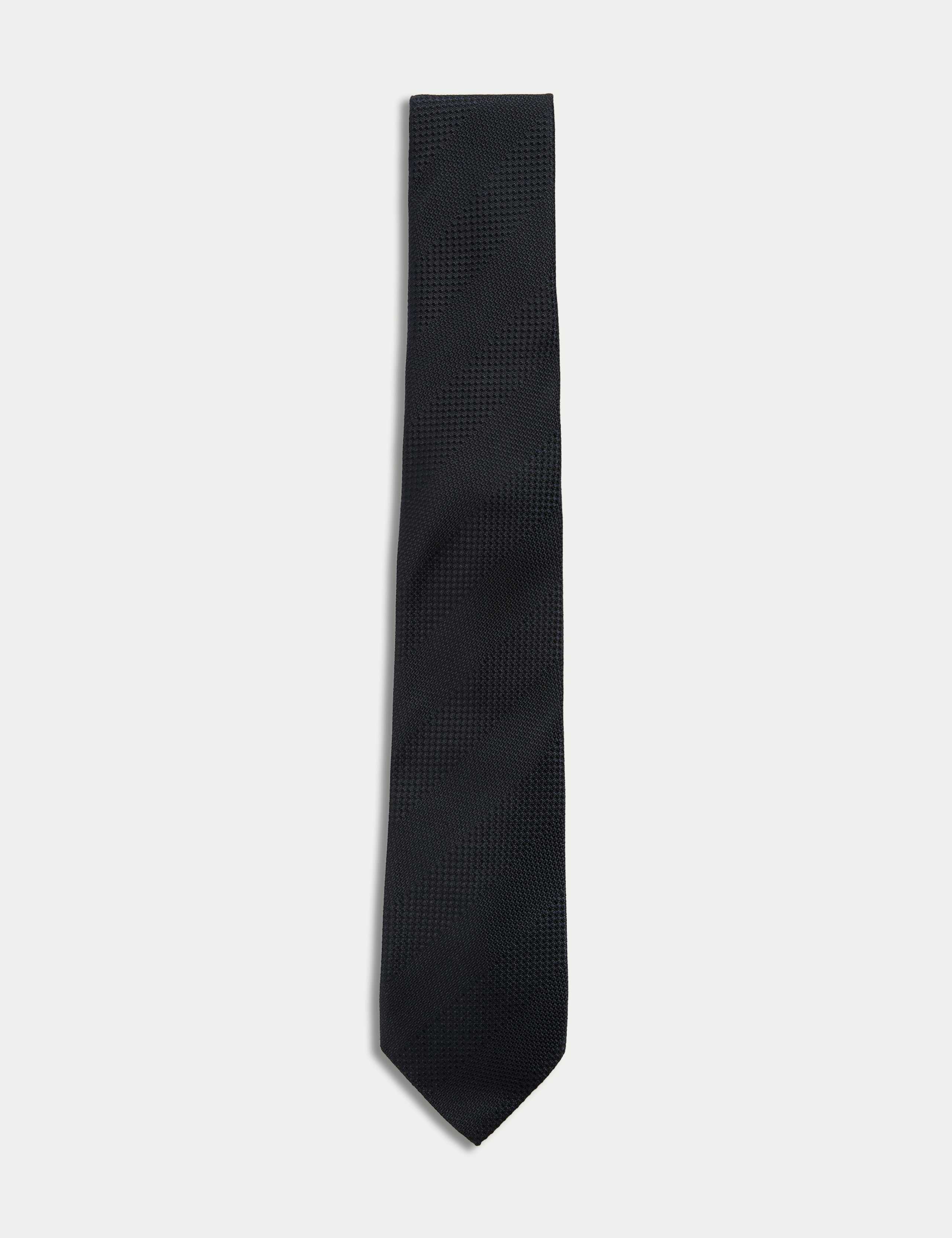 Textured Striped Pure Silk Tie