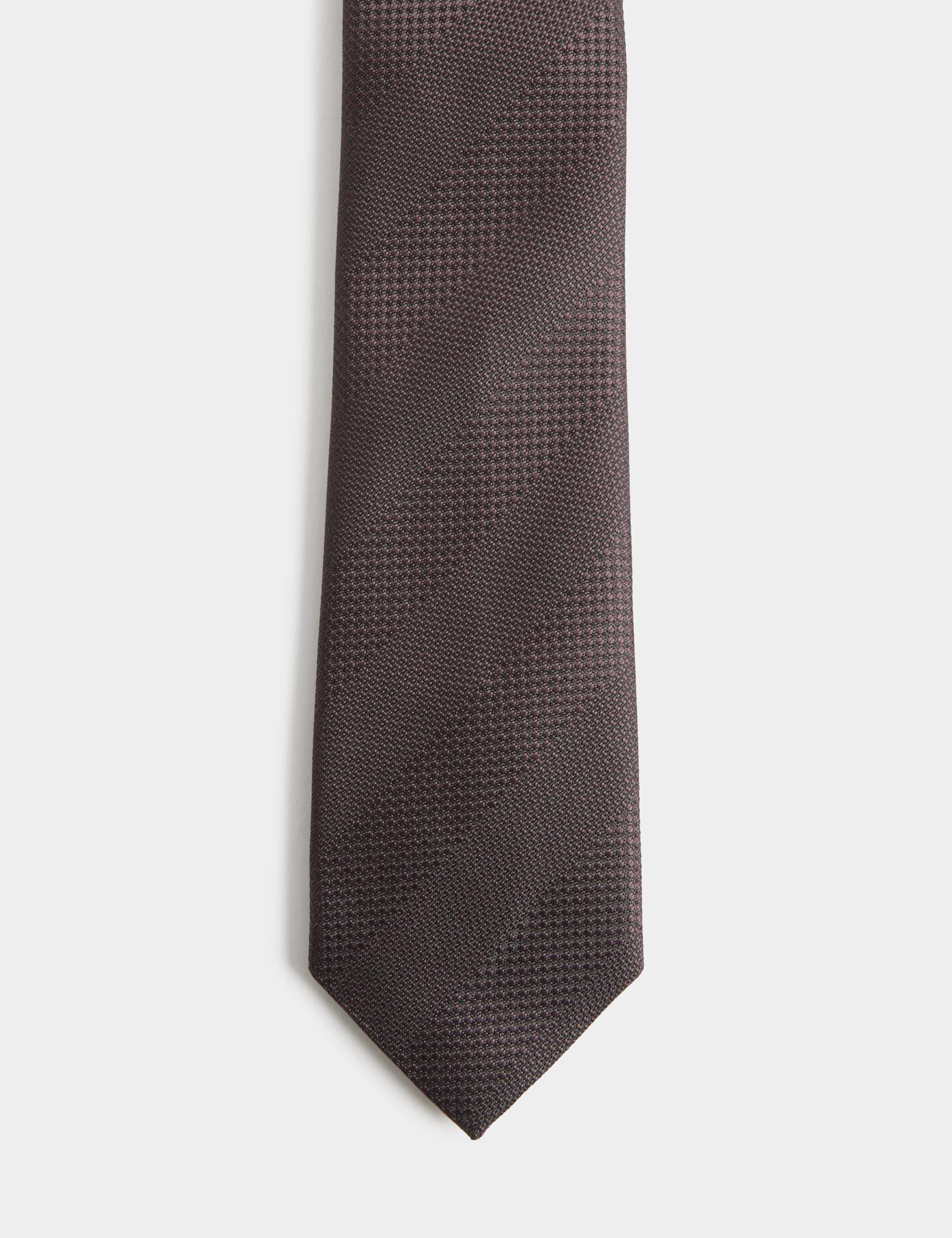 Textured Striped Pure Silk Tie