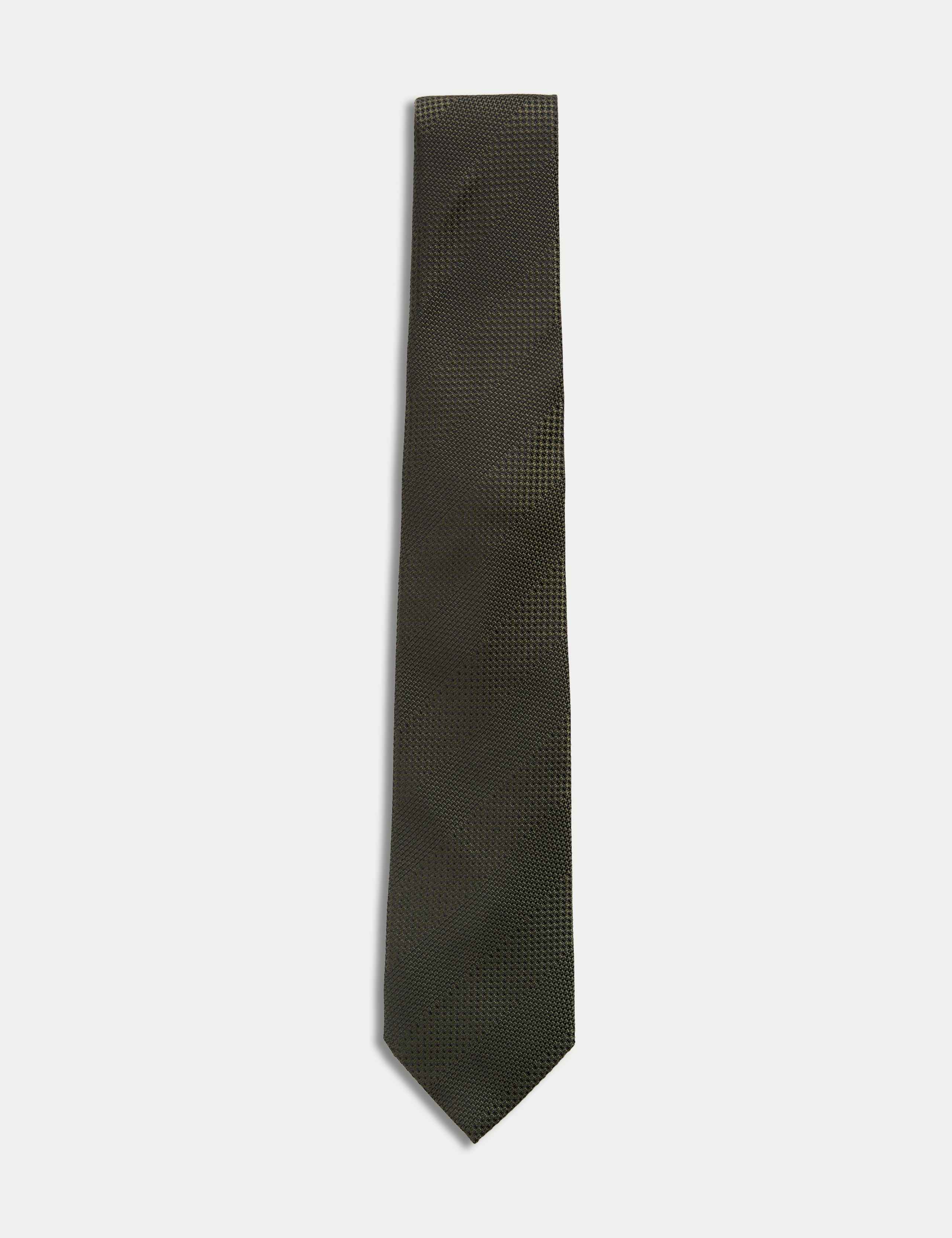 Textured Striped Pure Silk Tie