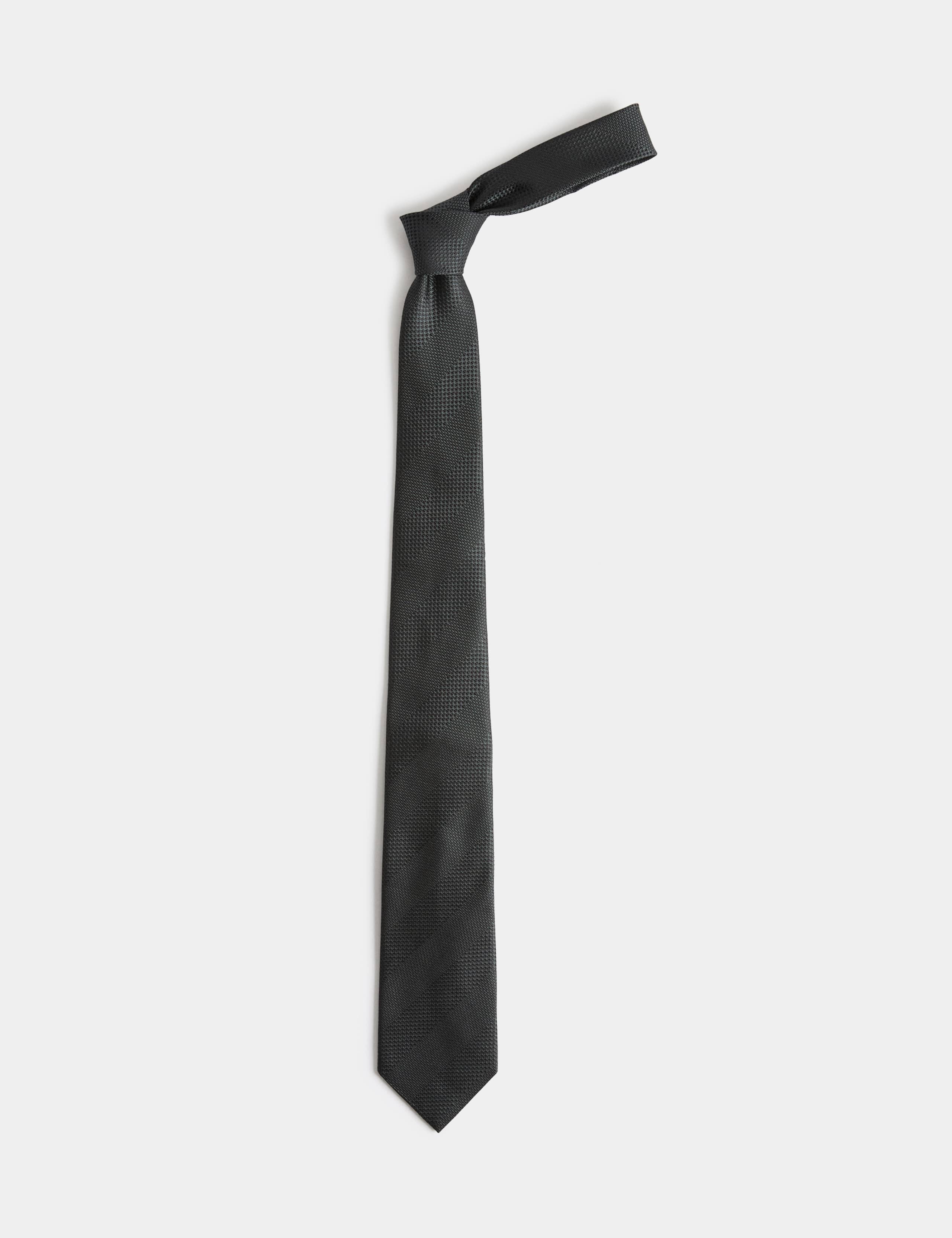 Textured Striped Pure Silk Tie
