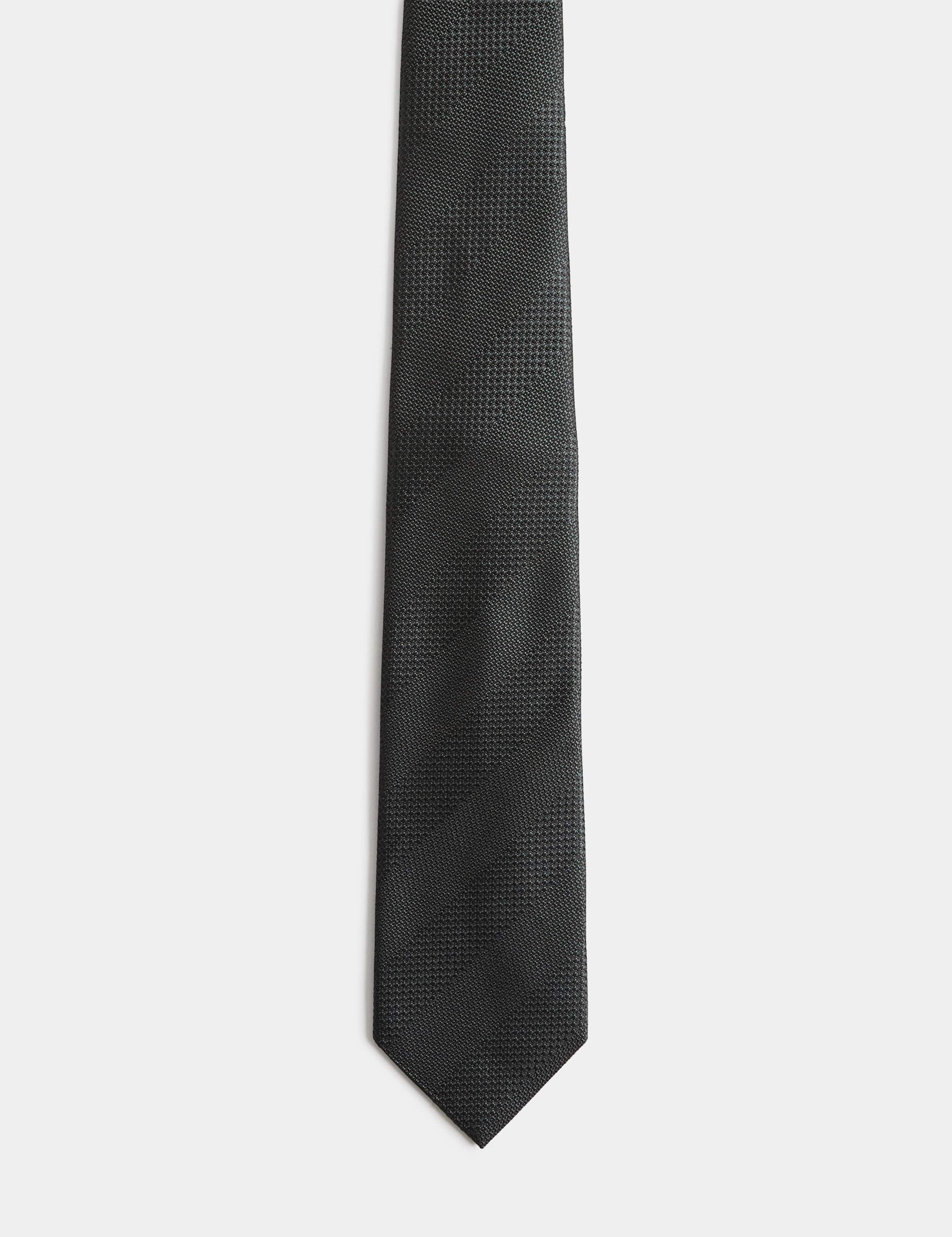 Textured Striped Pure Silk Tie