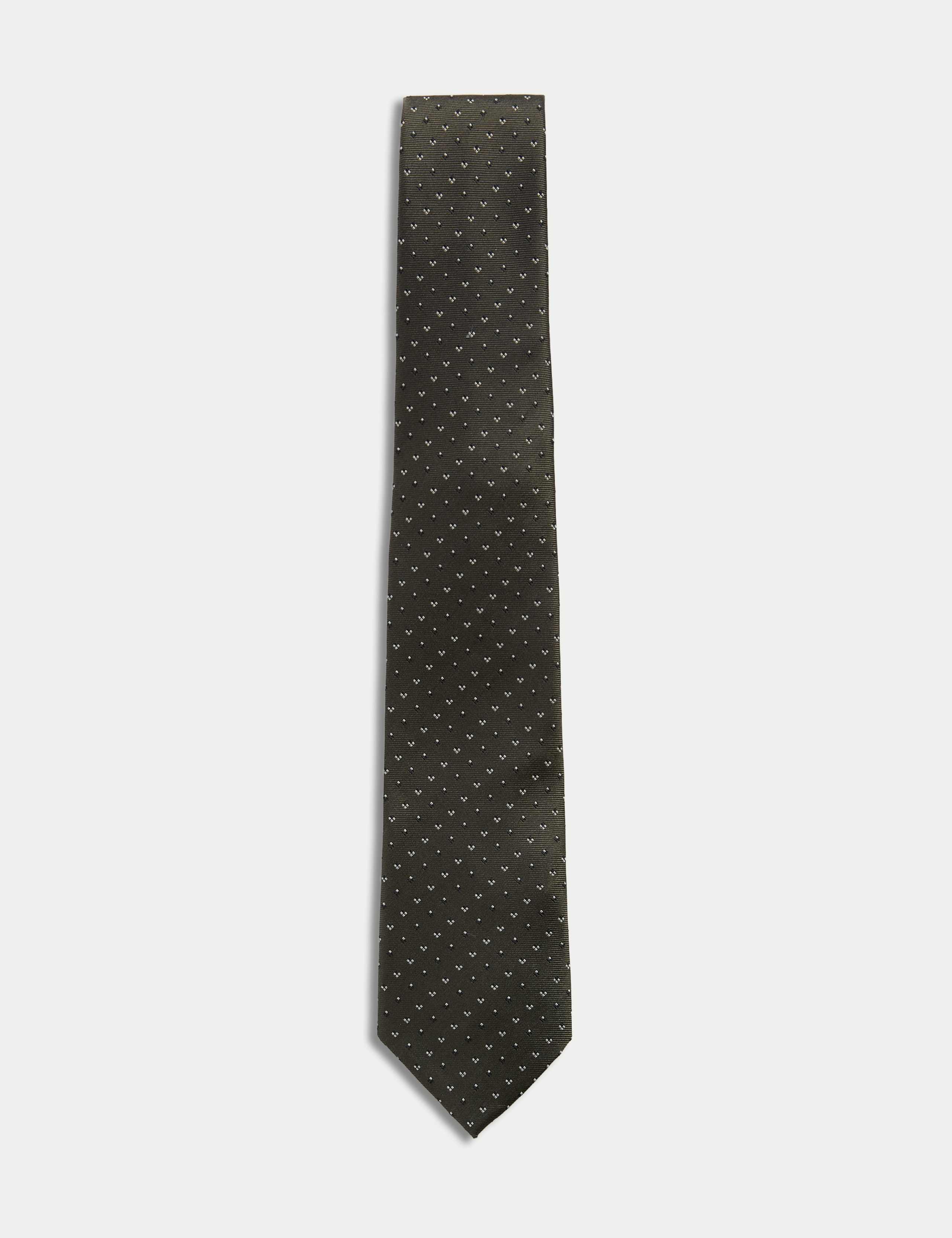 Slim Geometric Pure Silk Tie