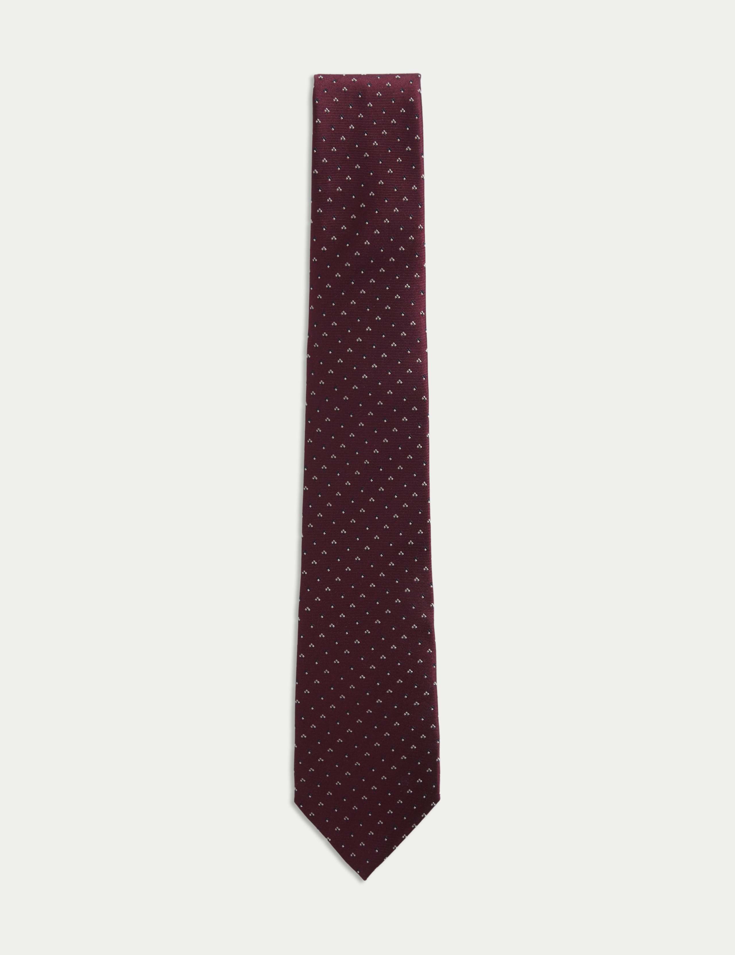 Slim Geometric Pure Silk Tie