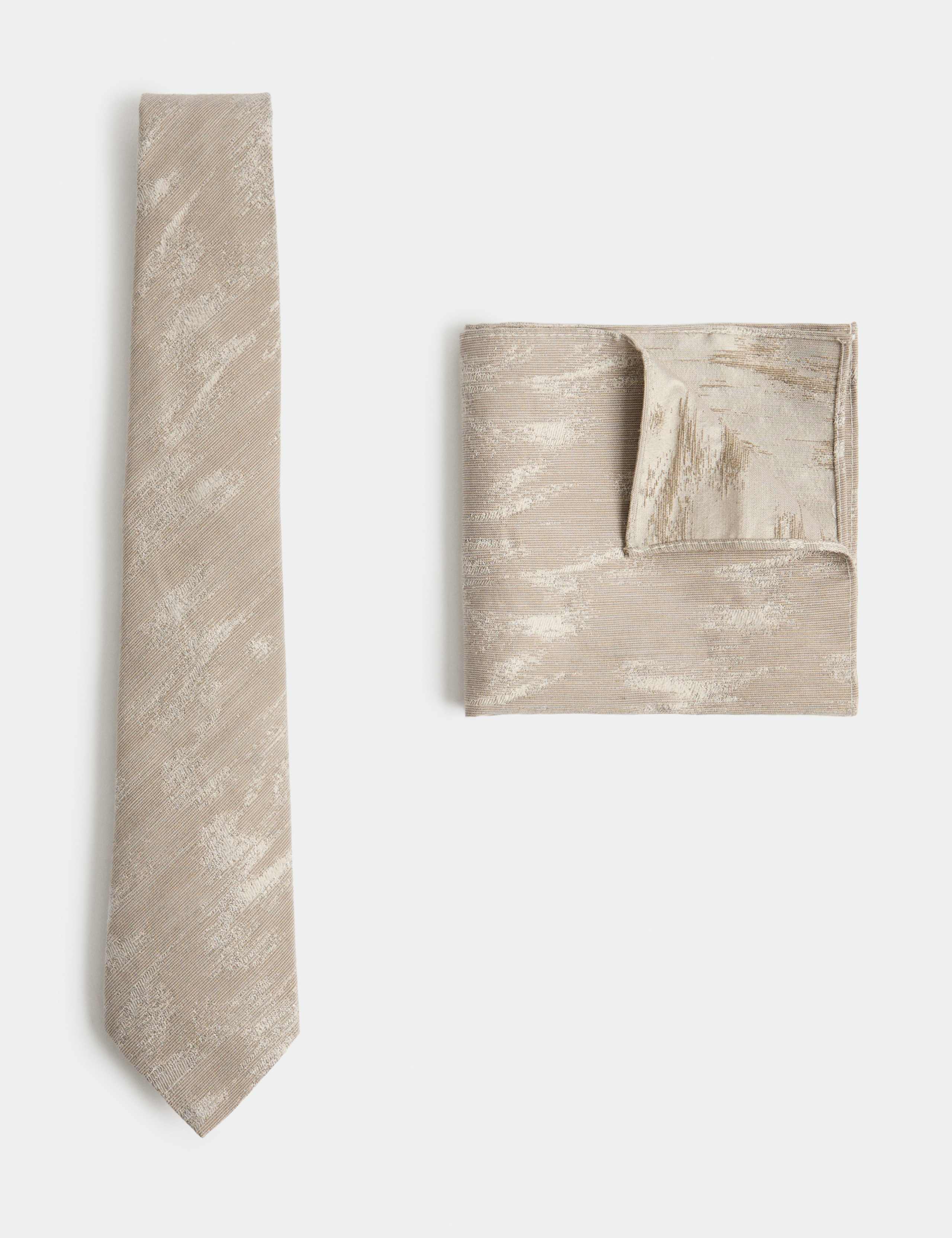 Silk Wool Jacquard Tie & Handkerchief Set