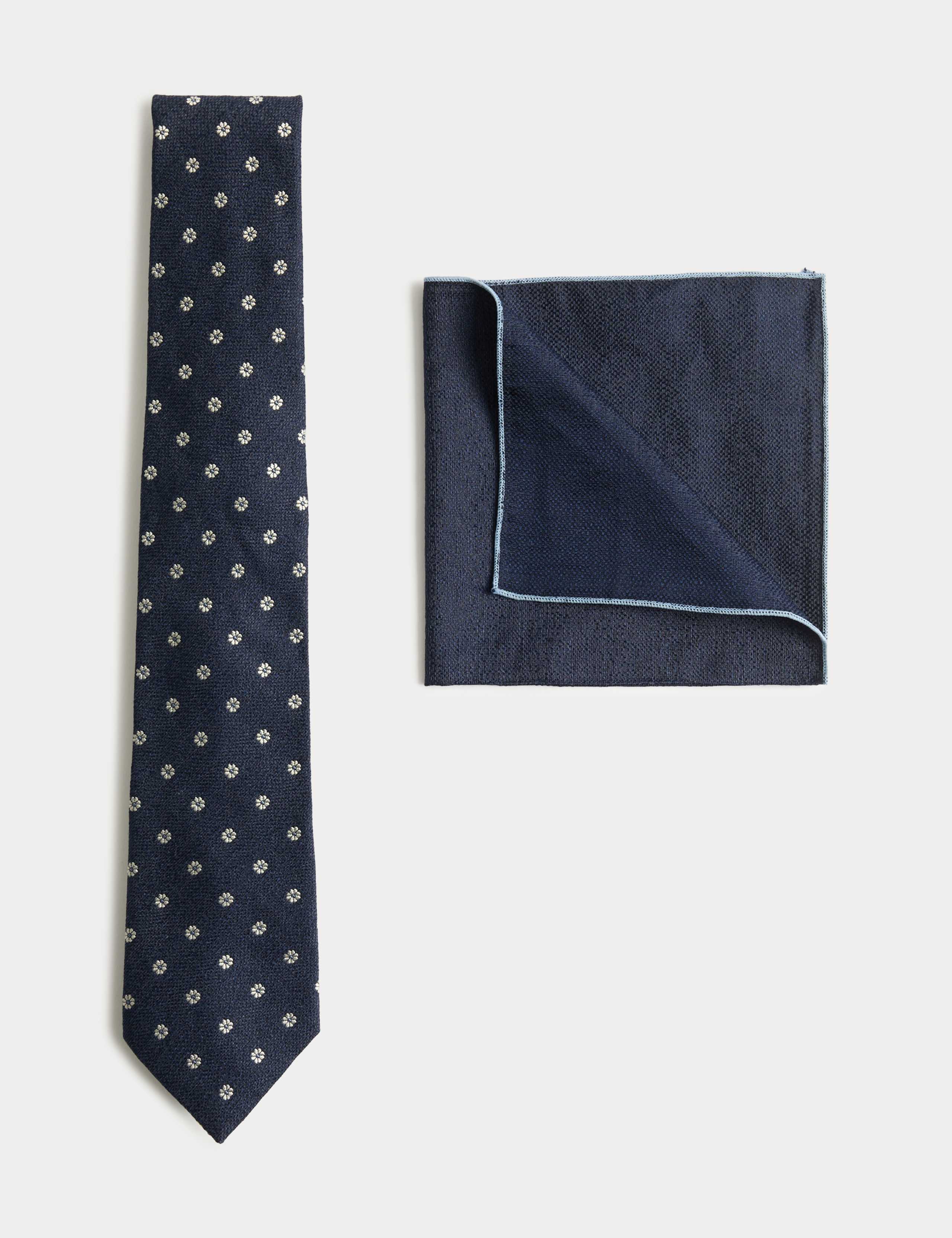 Floral Geometric Silk Rich Tie & Handkerchief Set