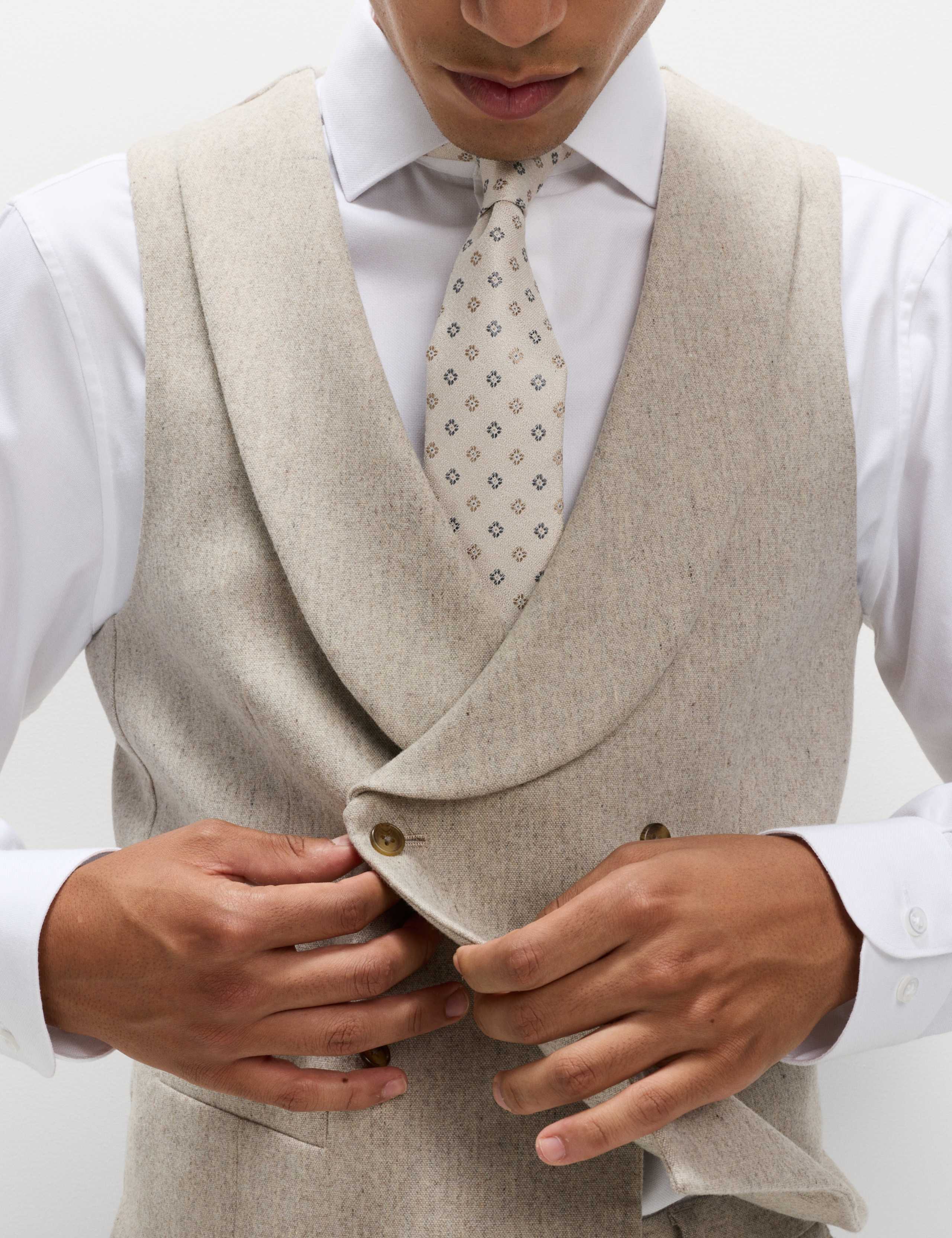 Wool Rich Tweed Double Breasted Waistcoat