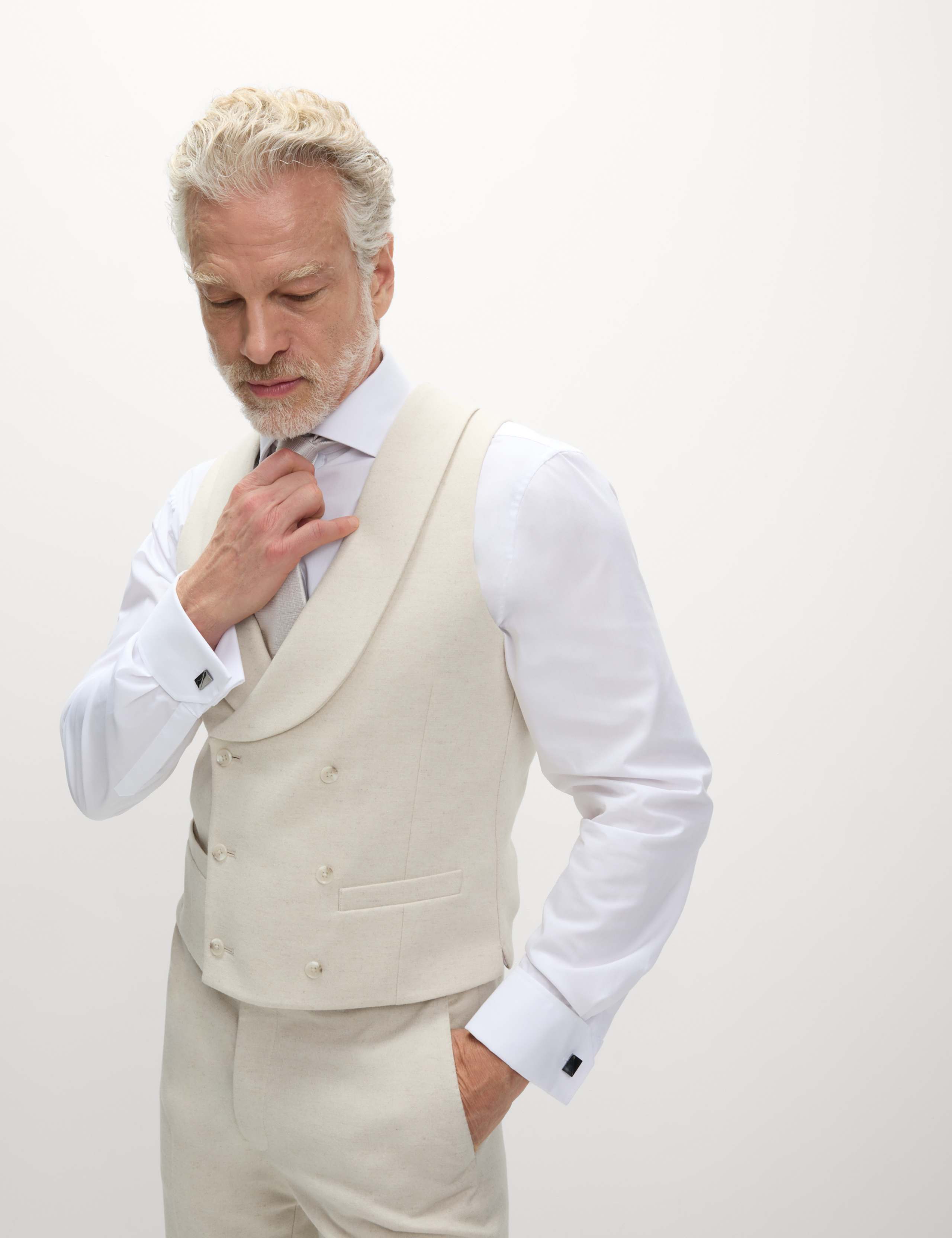 Wool Rich Tweed Double Breasted Waistcoat