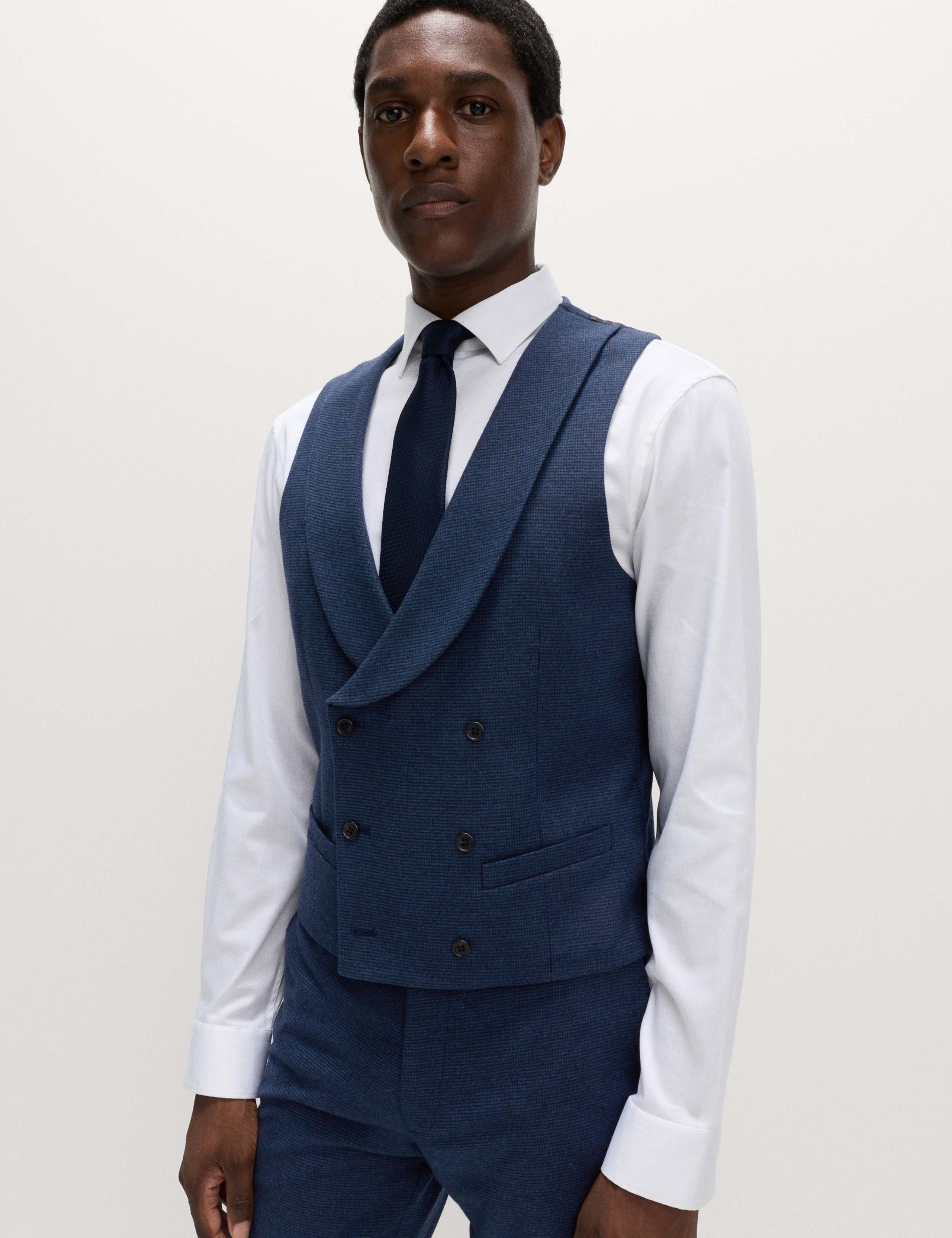 Italian Wool Blend Check Waistcoat