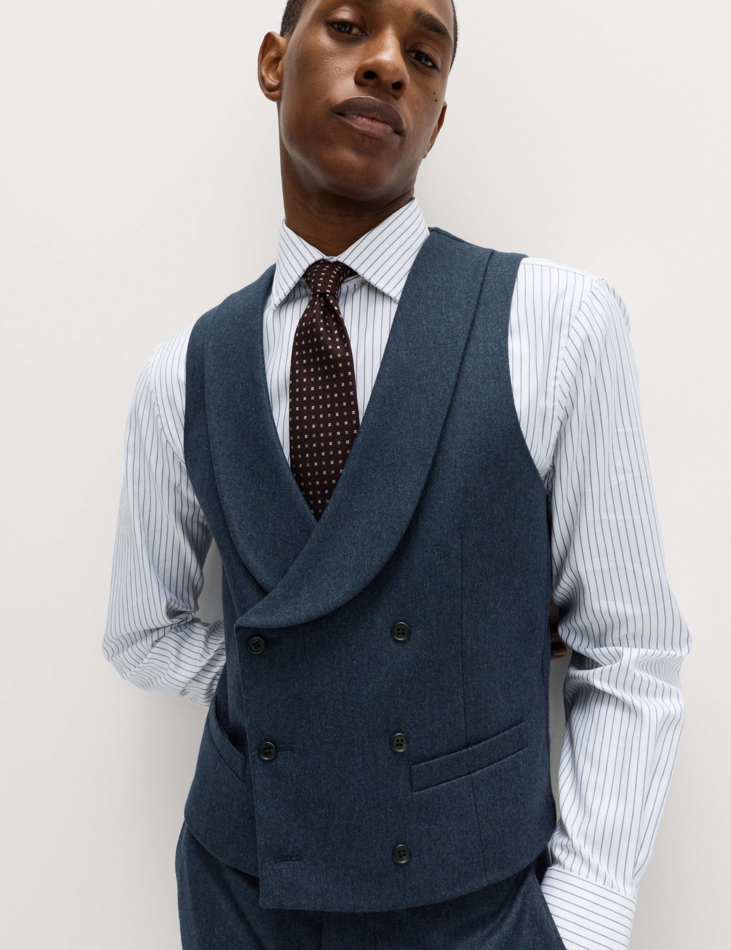 Italian Wool Blend Double Breasted Waistcoat