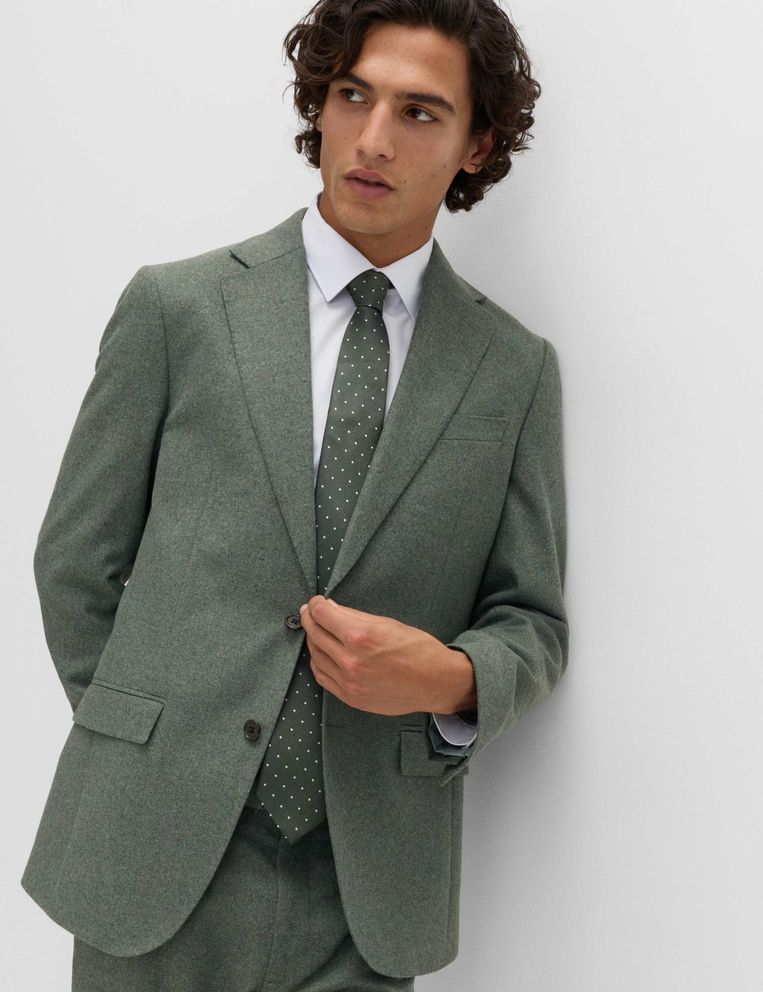 Tailored Fit Italian Wool Rich Tweed Suit Jacket