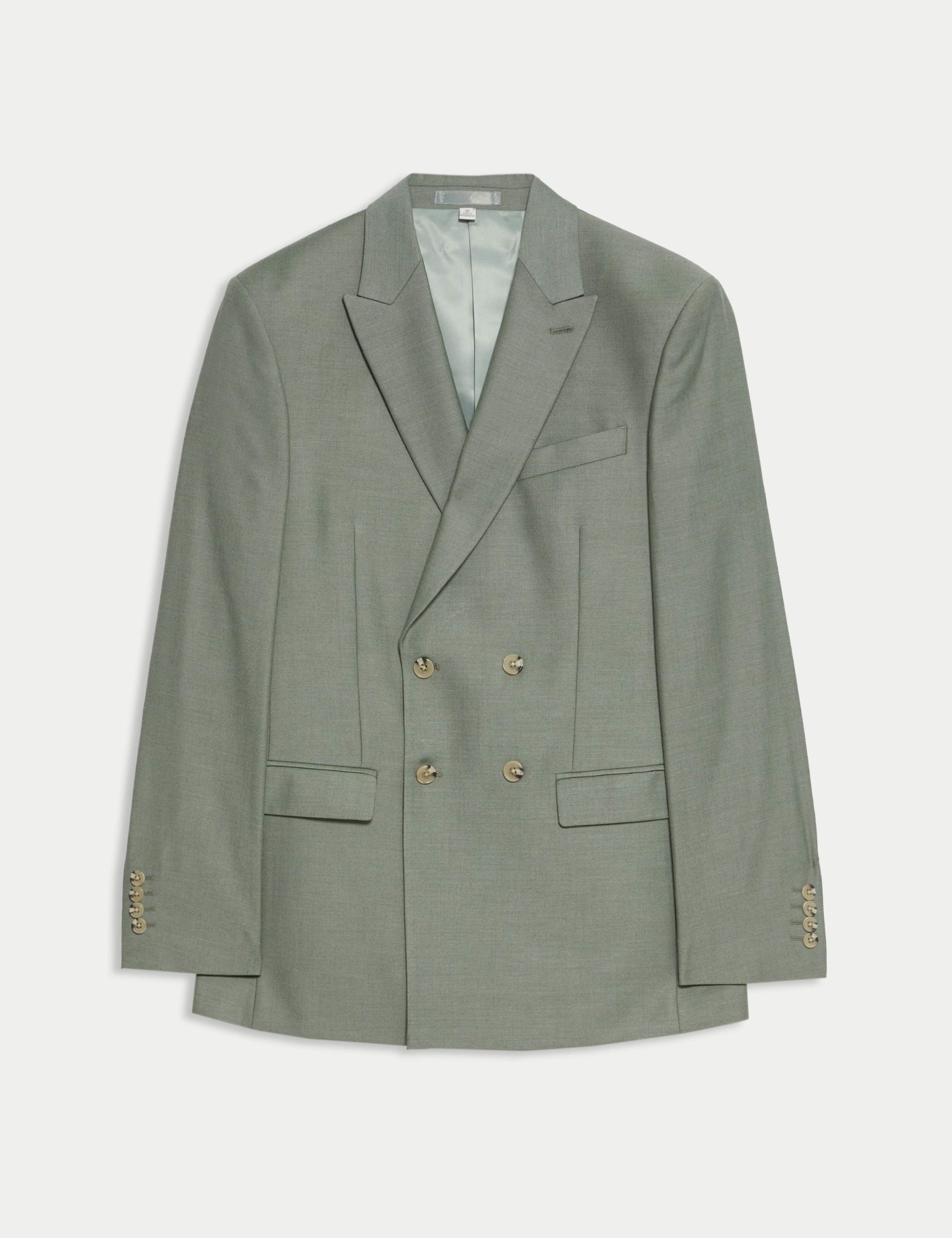 Slim Fit Double Breasted Jacket with Stretch