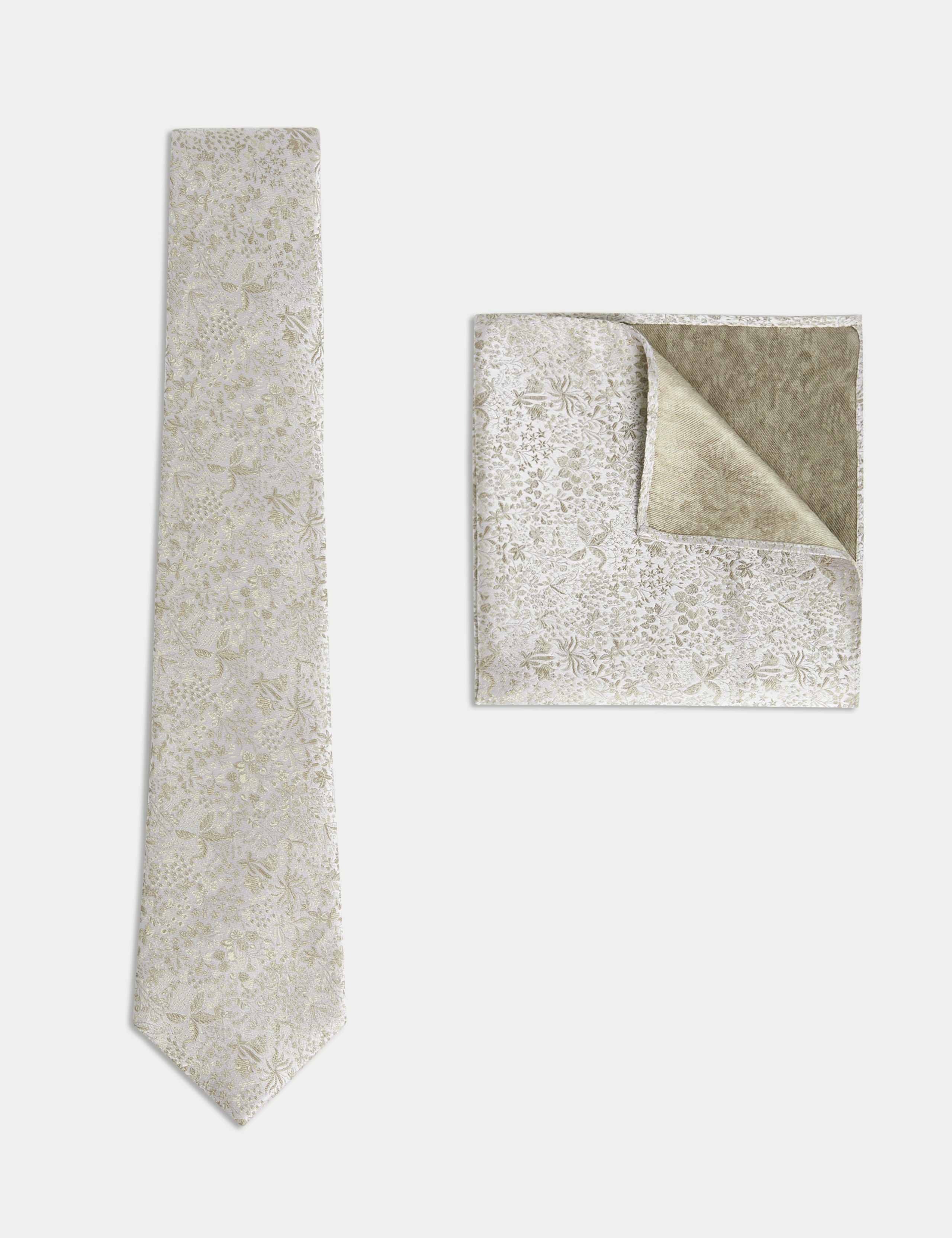 Pure Silk Jacquard Tie & Pocket Square Set