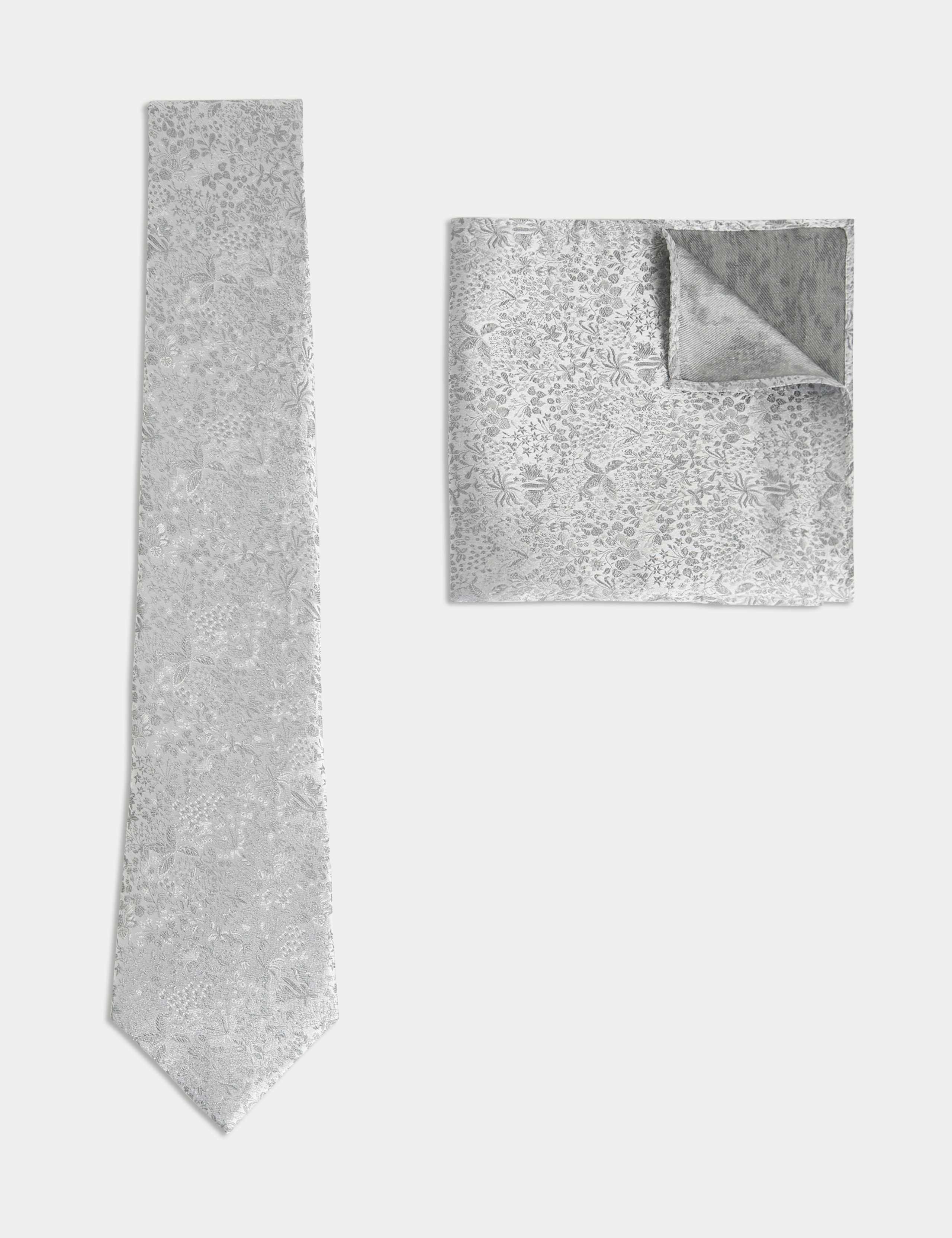 Pure Silk Jacquard Tie & Pocket Square Set