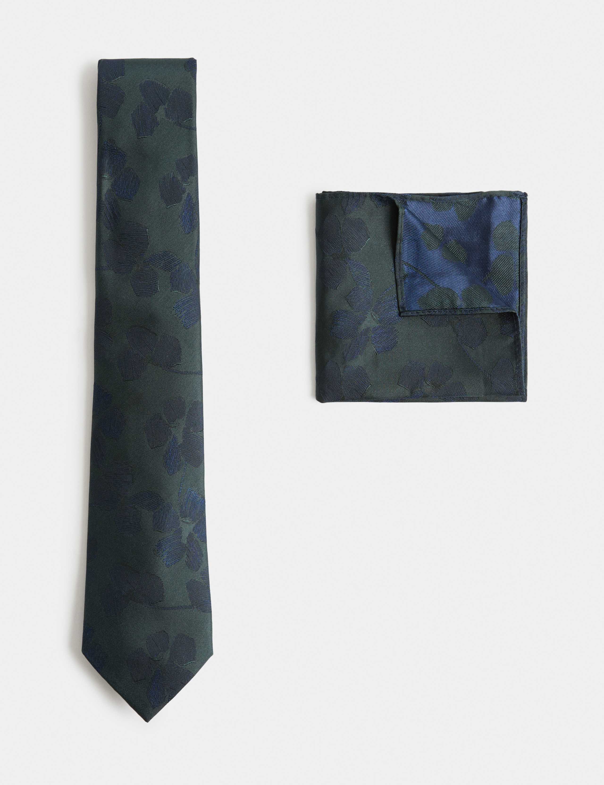 Floral Pure Silk Tie & Pocket Square Set