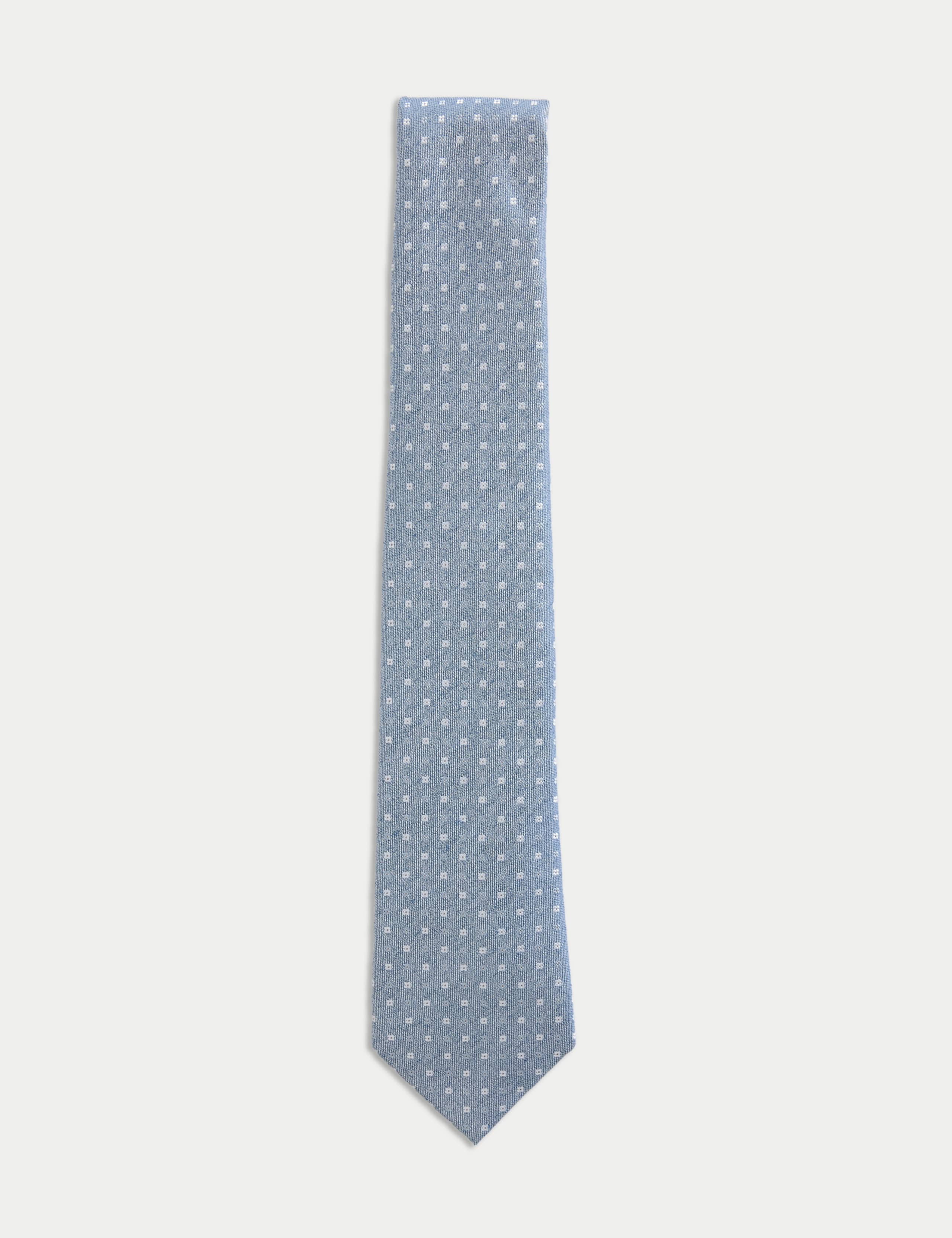 Silk Rich Geometric Tie with Linen