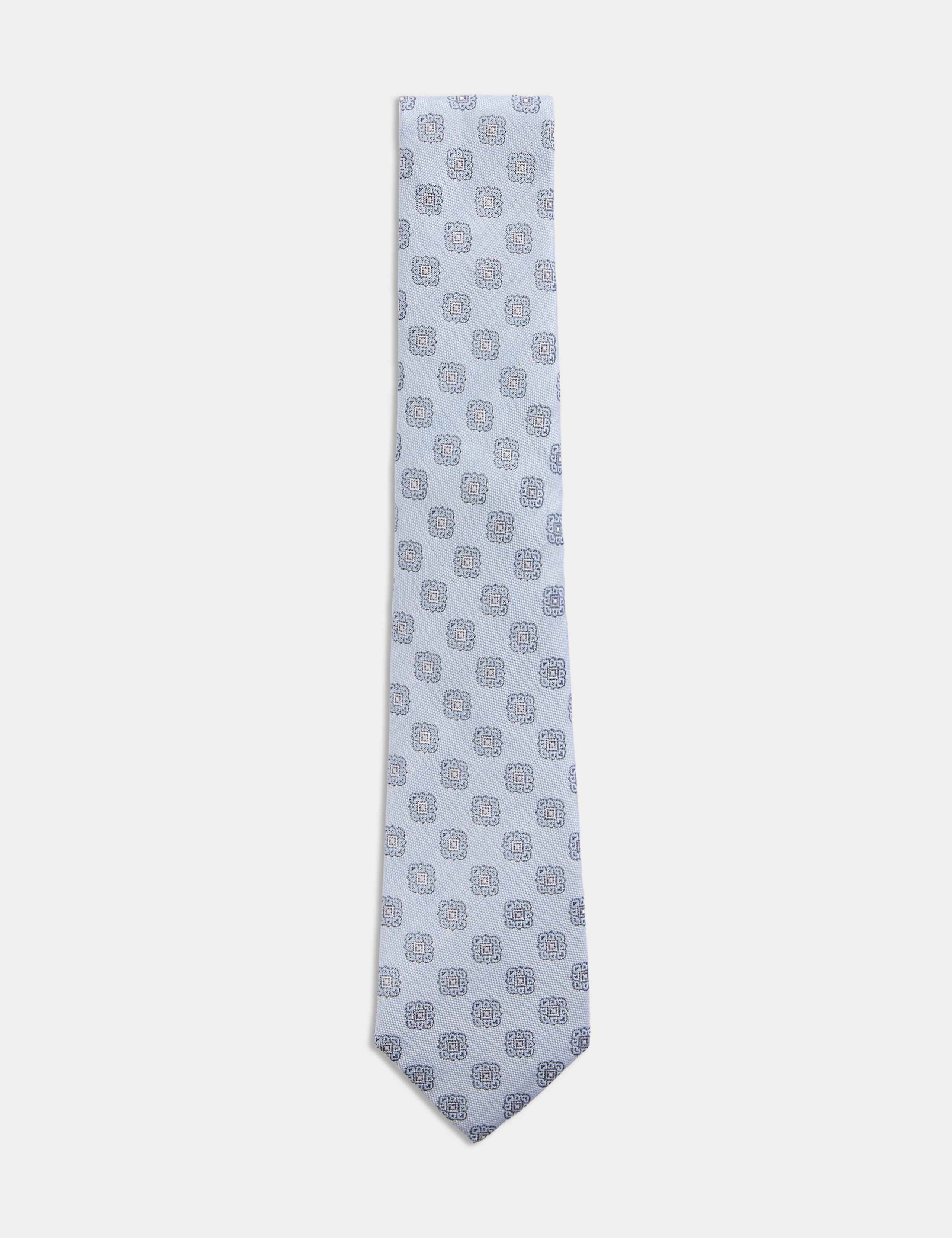 Medallion Linen Silk Blend Tie