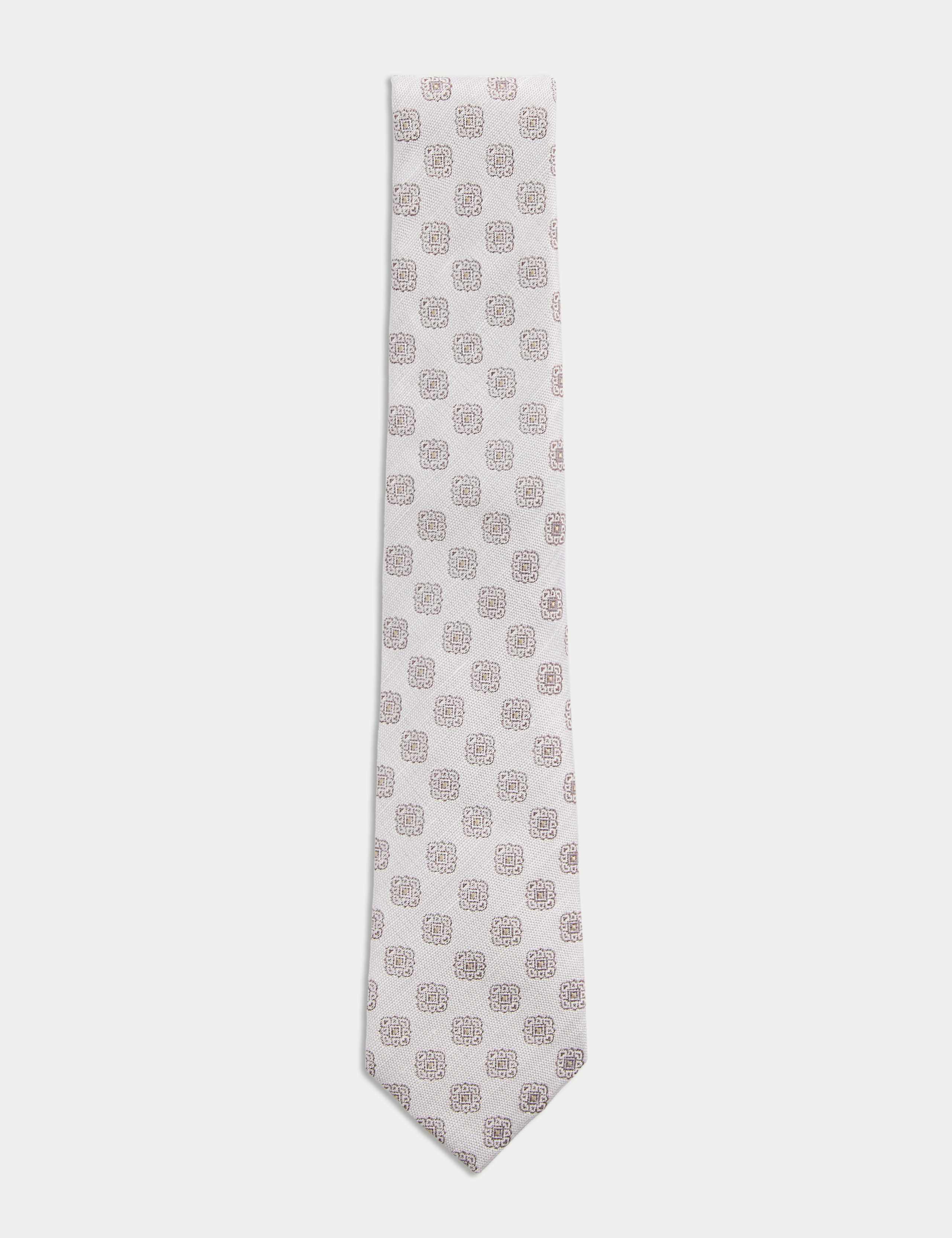 Medallion Linen Silk Blend Tie