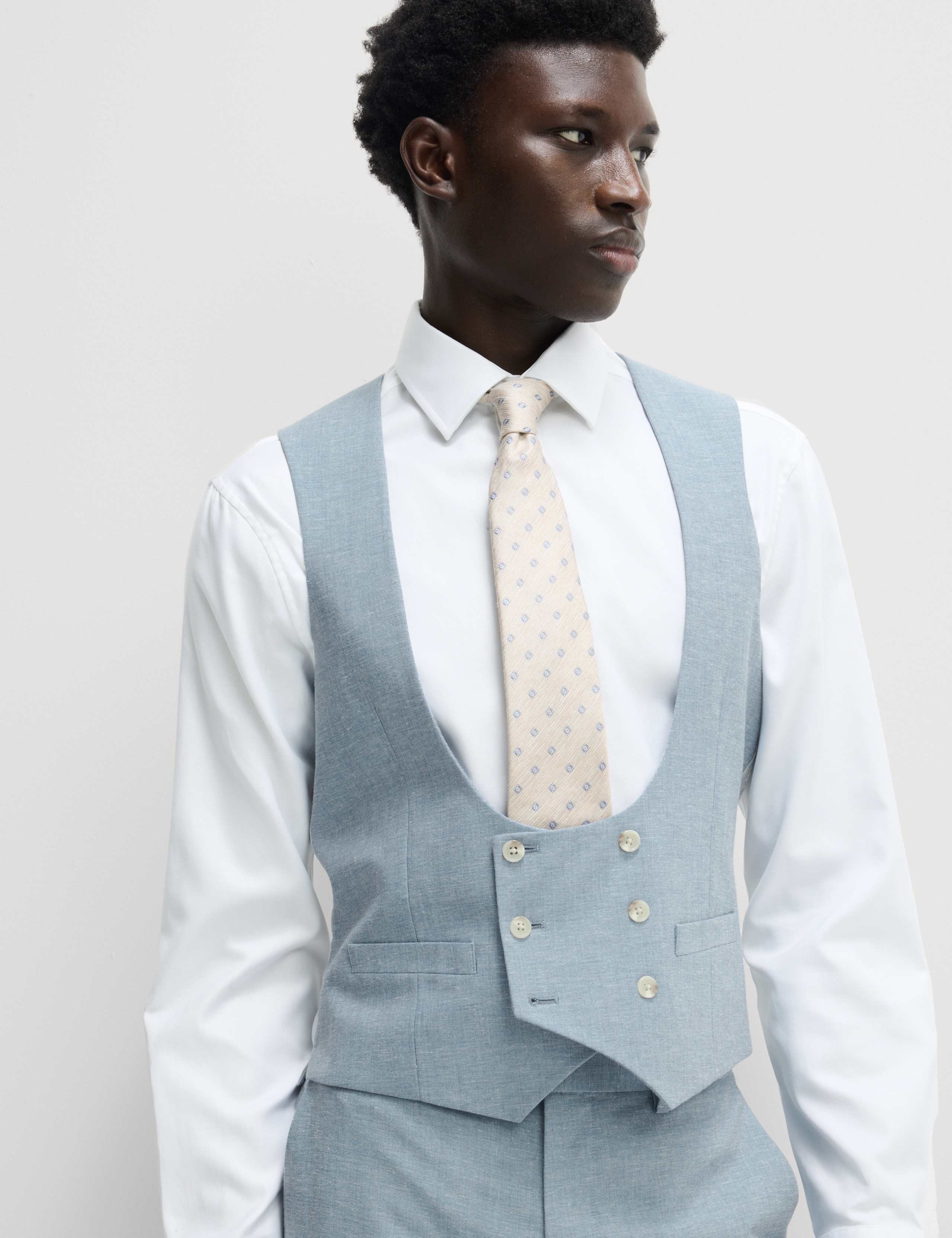 Tailored Fit Double Breasted Stretch Waistcoat