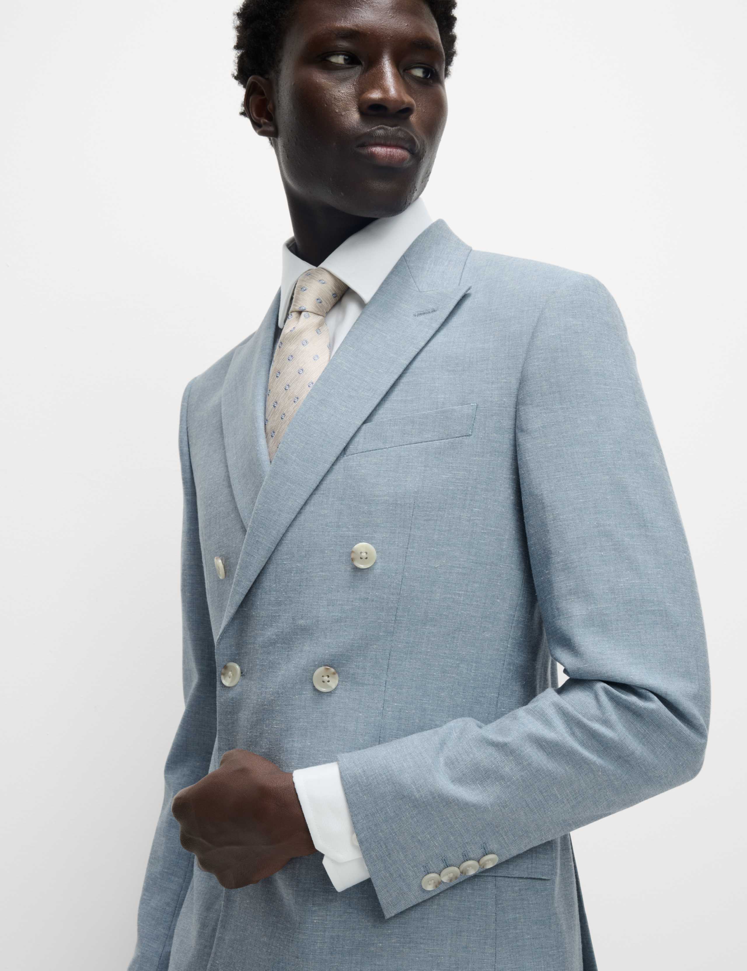 Slim Fit Double Breasted Suit Jacket