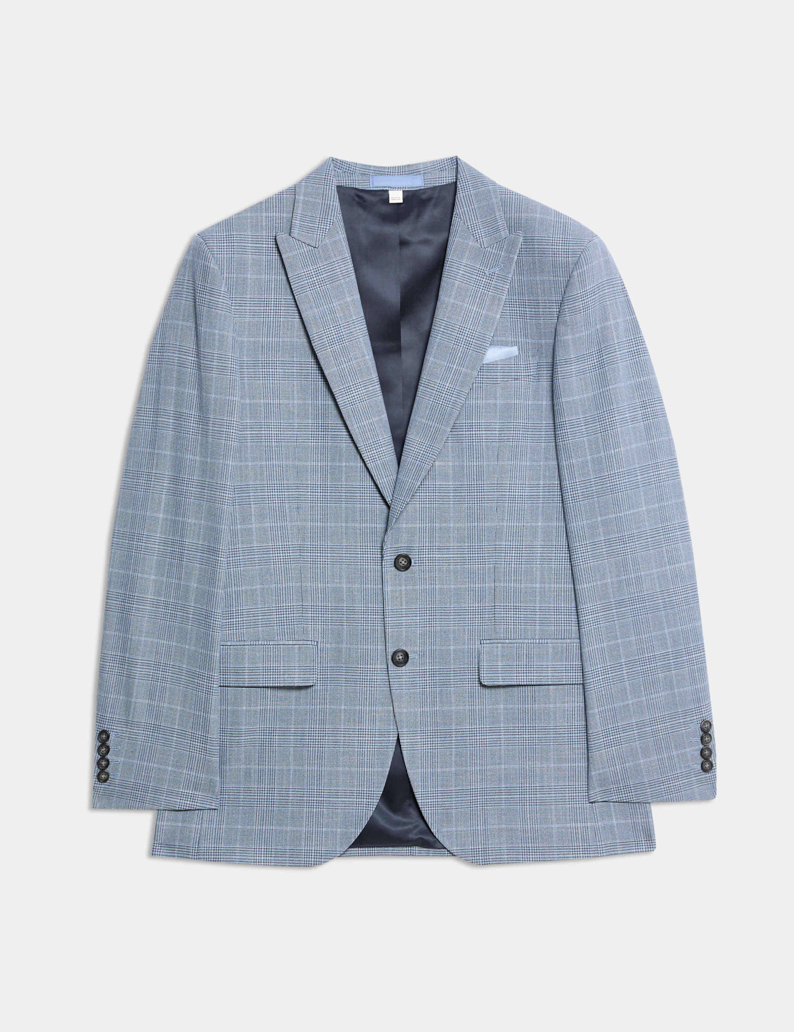 Regular Fit Linen Look Check Suit Jacket