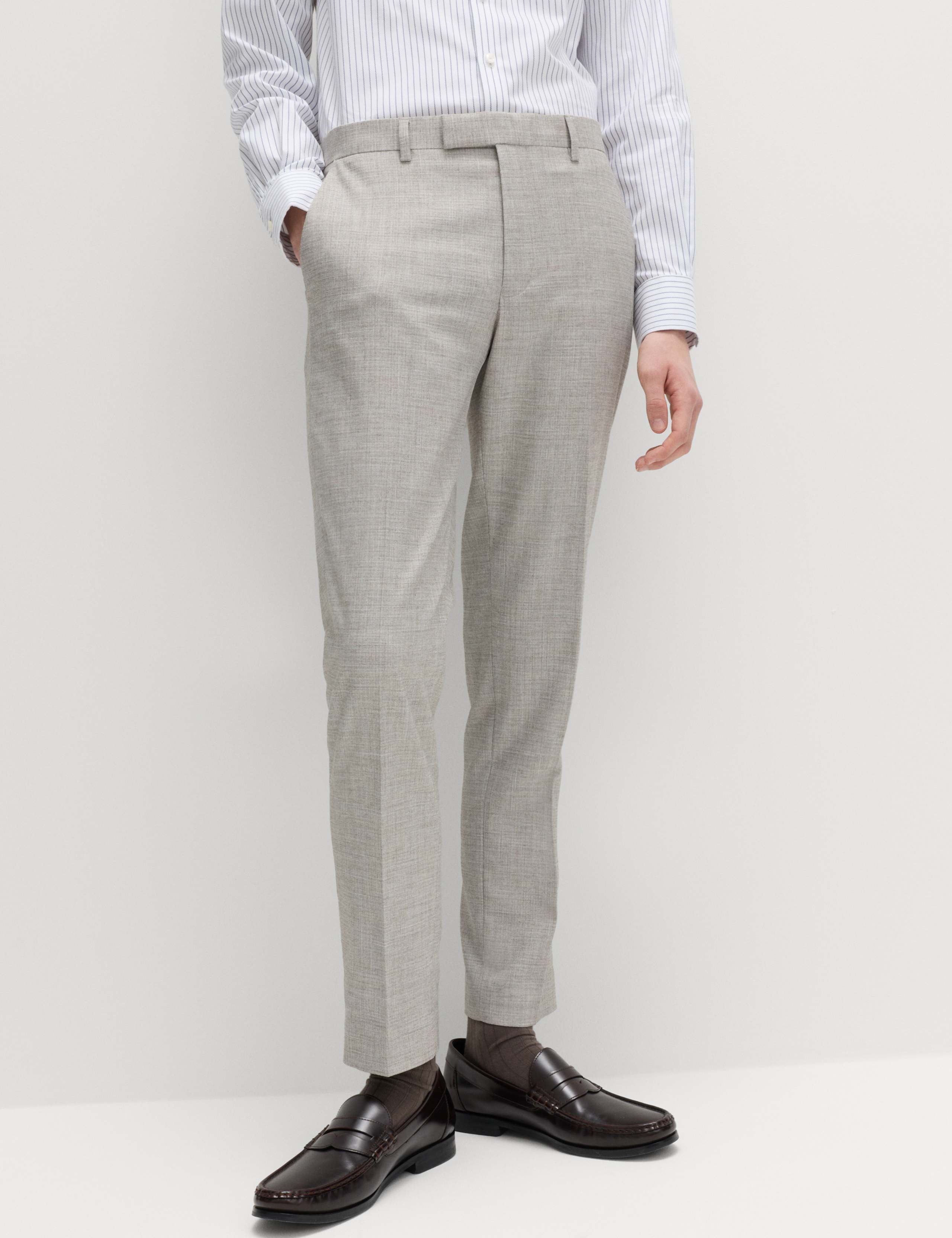 Slim Fit Textured Twill Stretch Trousers