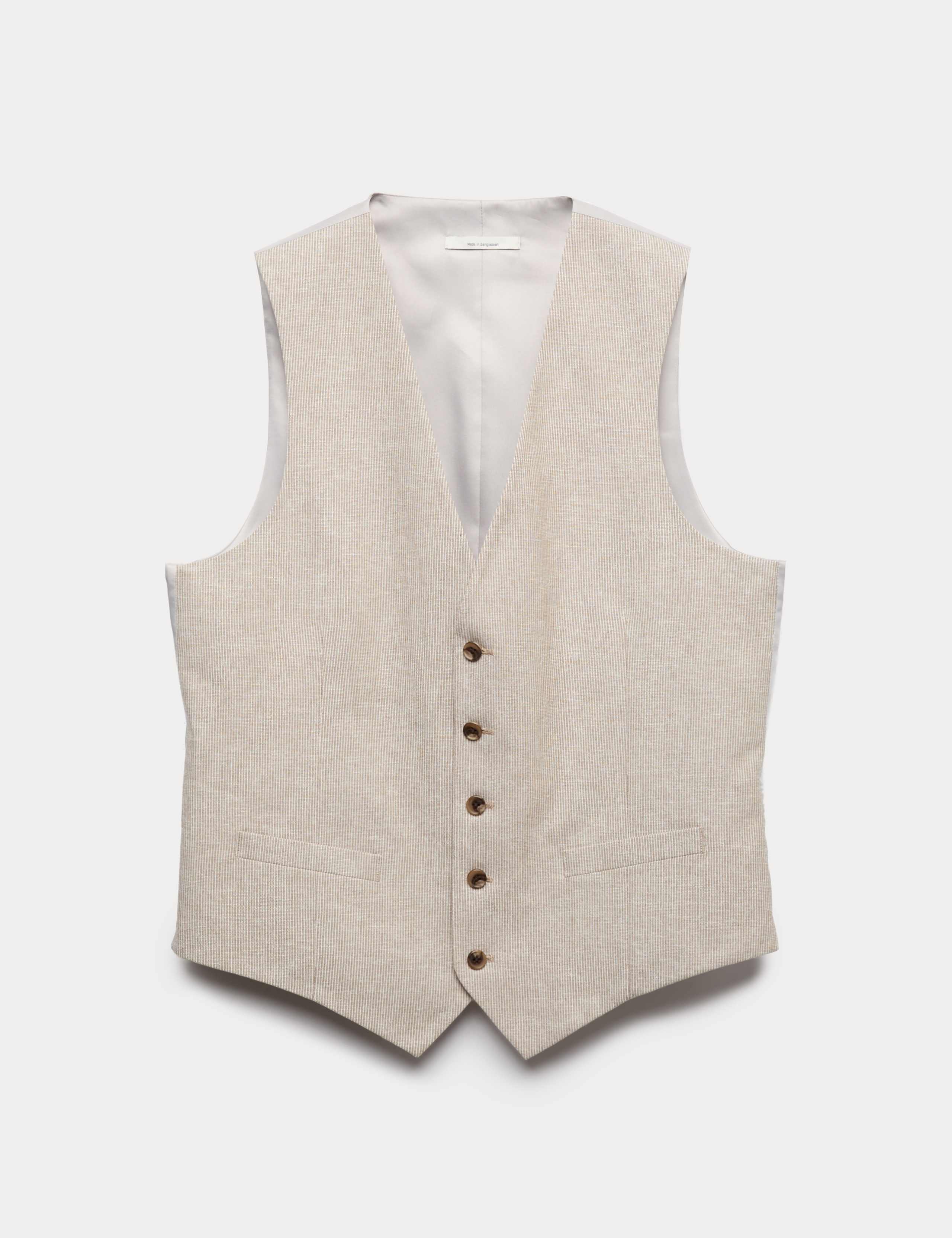 Cotton Linen Blend Striped Waistcoat